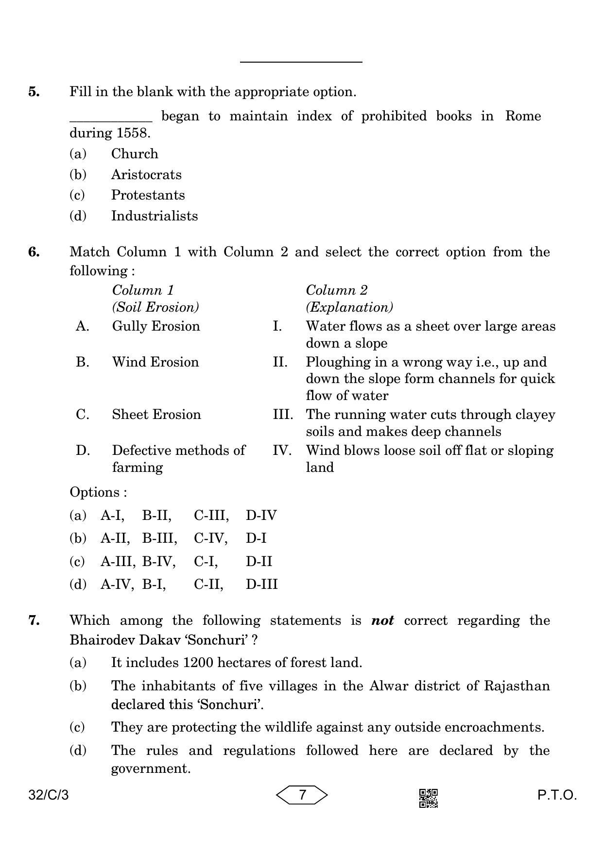 CBSE Class 10 32-3 Social Science 2023 (Compartment) Question Paper - Page 7