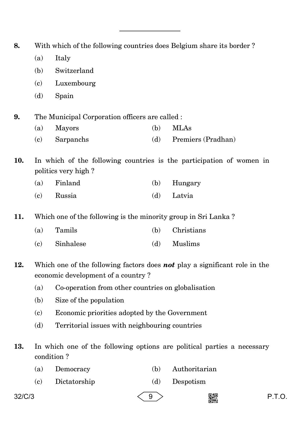 CBSE Class 10 32-3 Social Science 2023 (Compartment) Question Paper - Page 9