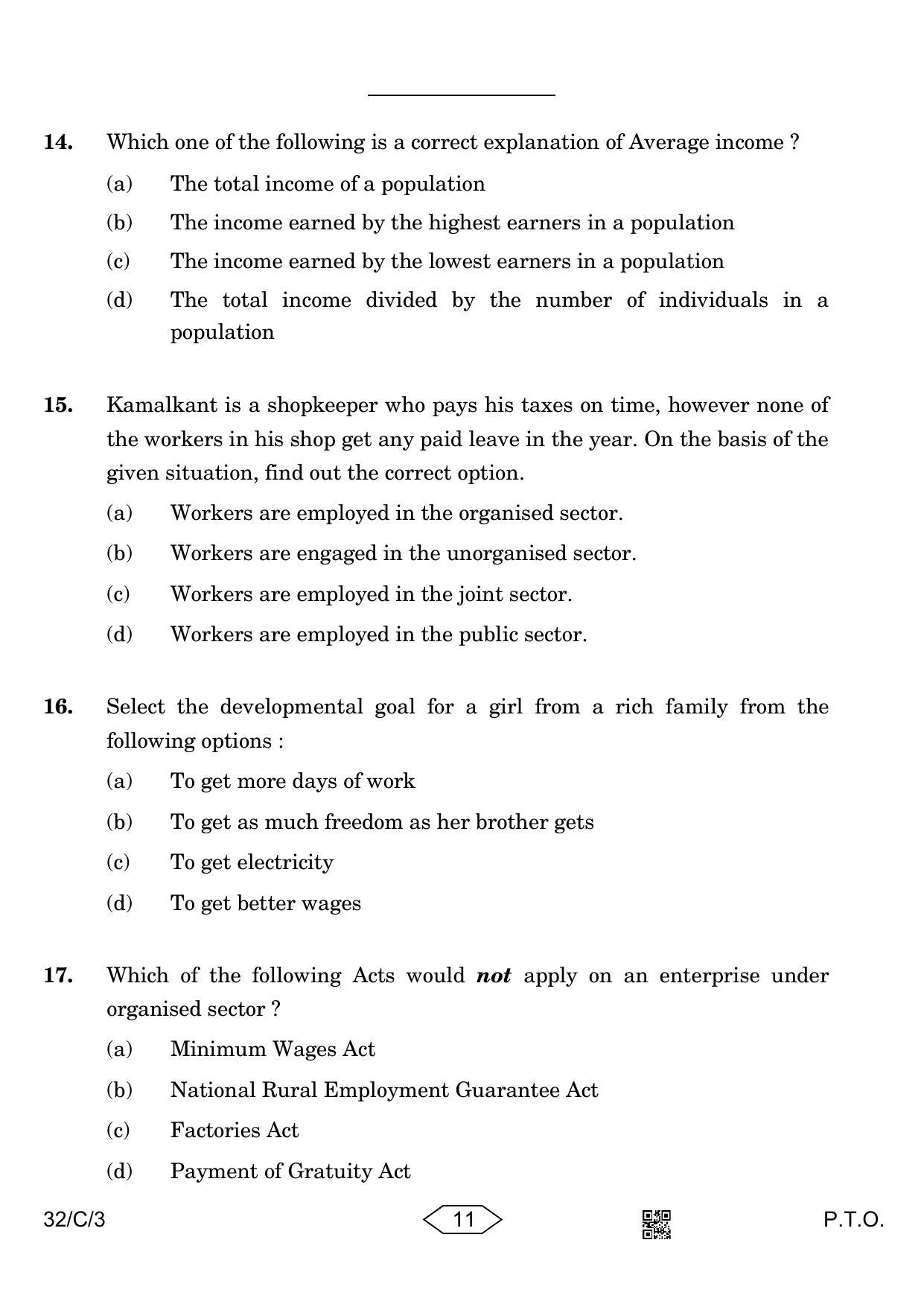 CBSE Class 10 32-3 Social Science 2023 (Compartment) Question Paper - Page 11