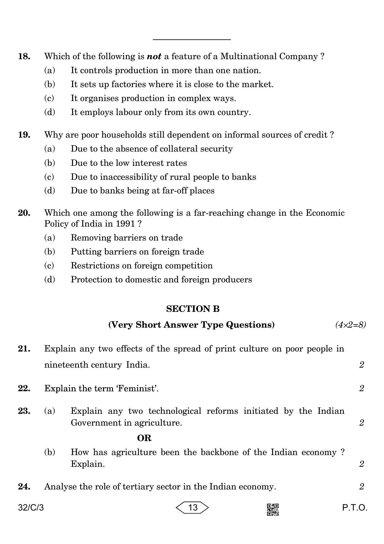 CBSE Class 10 32-3 Social Science 2023 (Compartment) Question Paper - Page 13