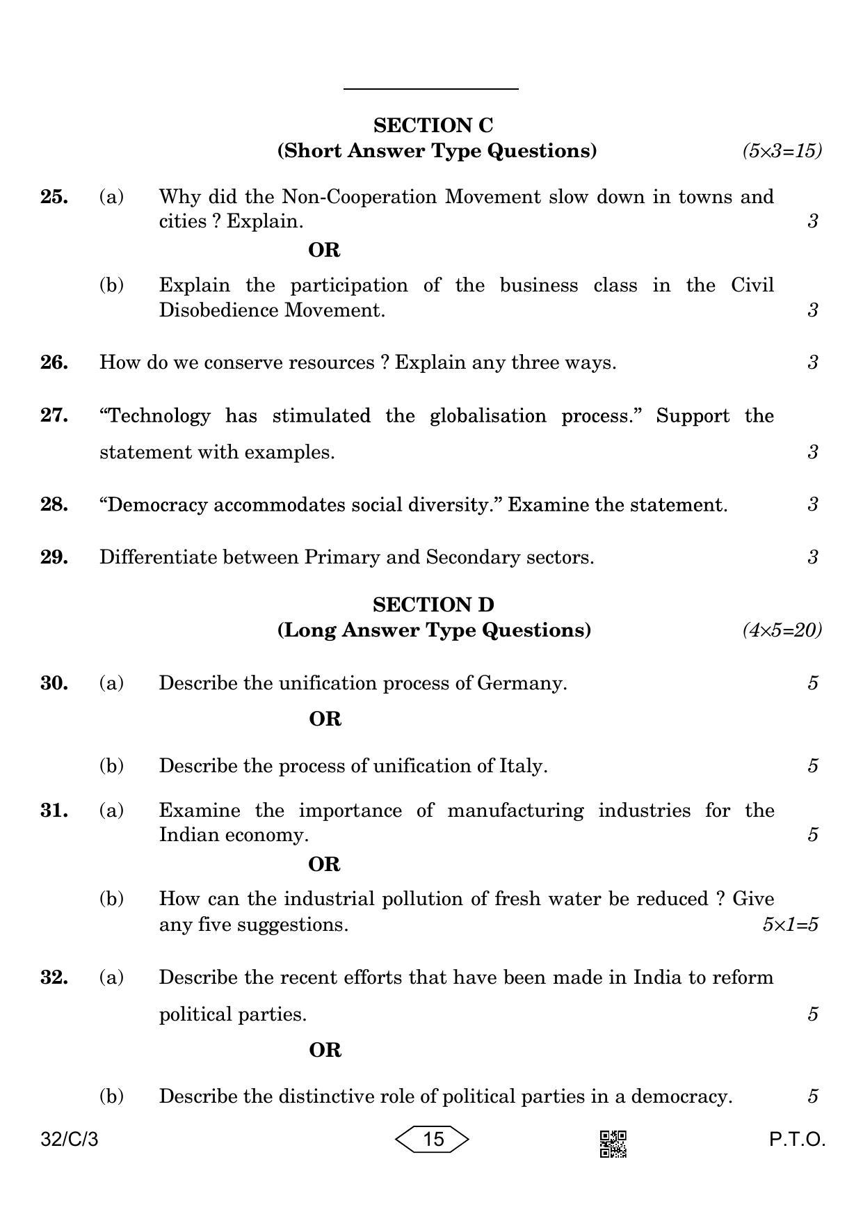 CBSE Class 10 32-3 Social Science 2023 (Compartment) Question Paper - Page 15