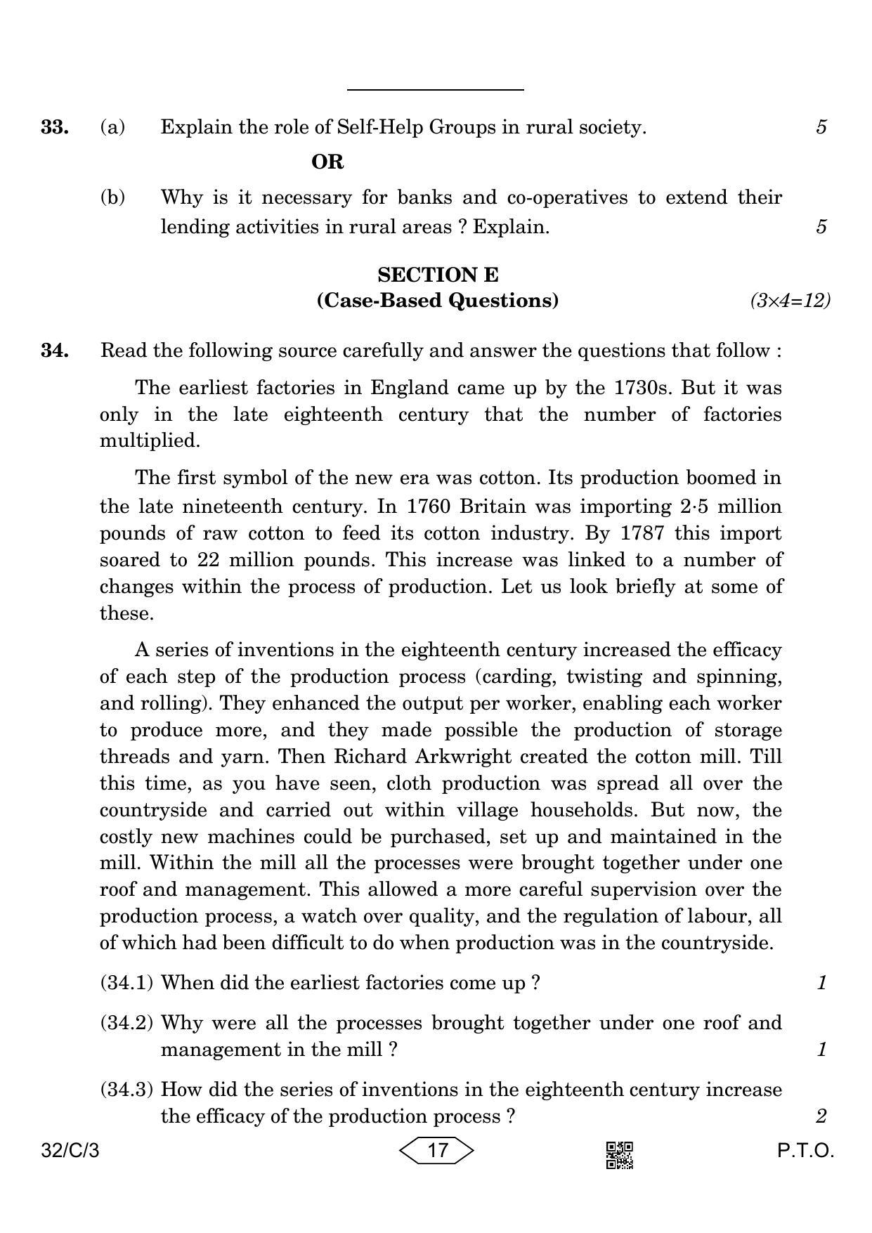 CBSE Class 10 32-3 Social Science 2023 (Compartment) Question Paper - Page 17