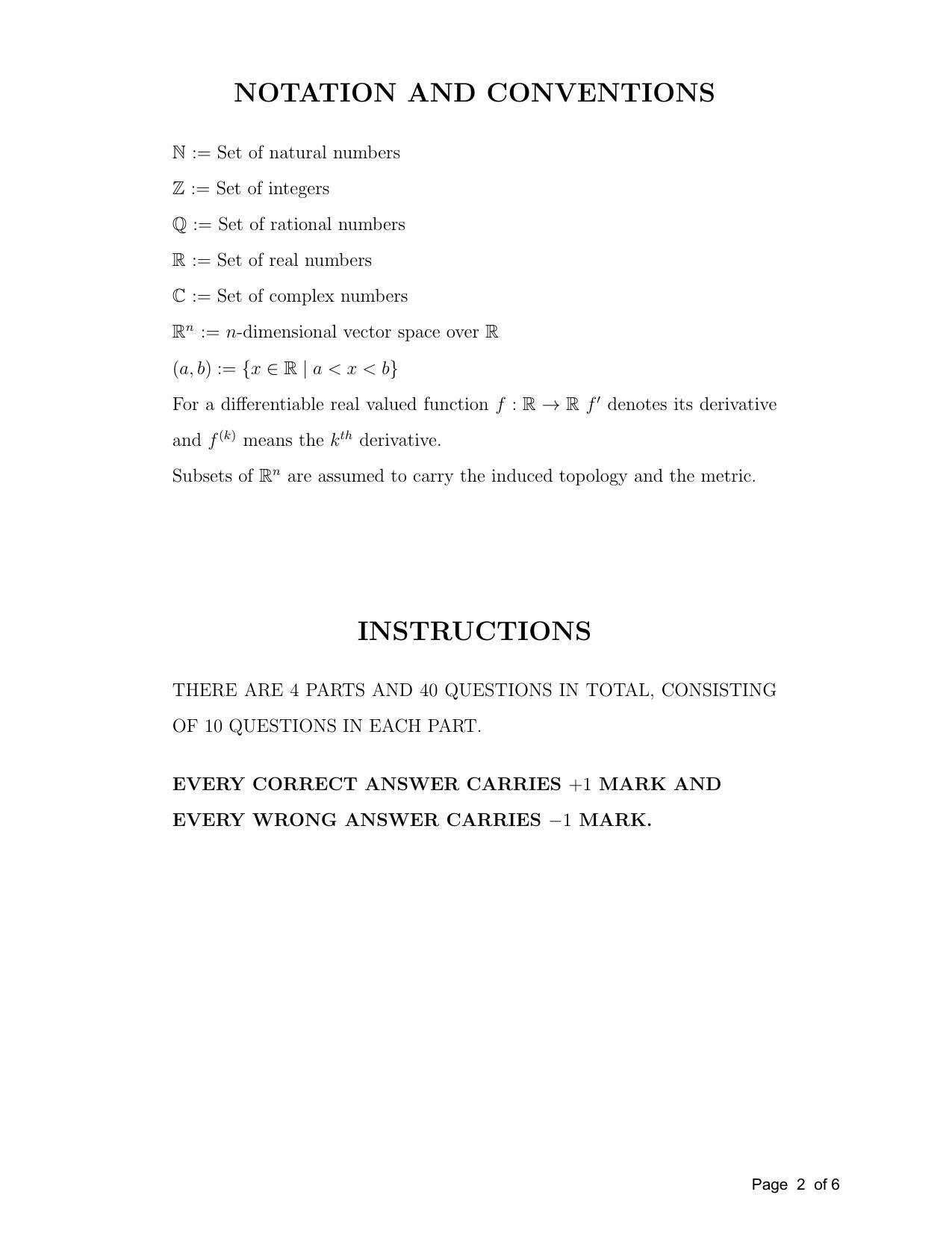 TIFR GS 2012 Mathematics Question Paper - Page 2
