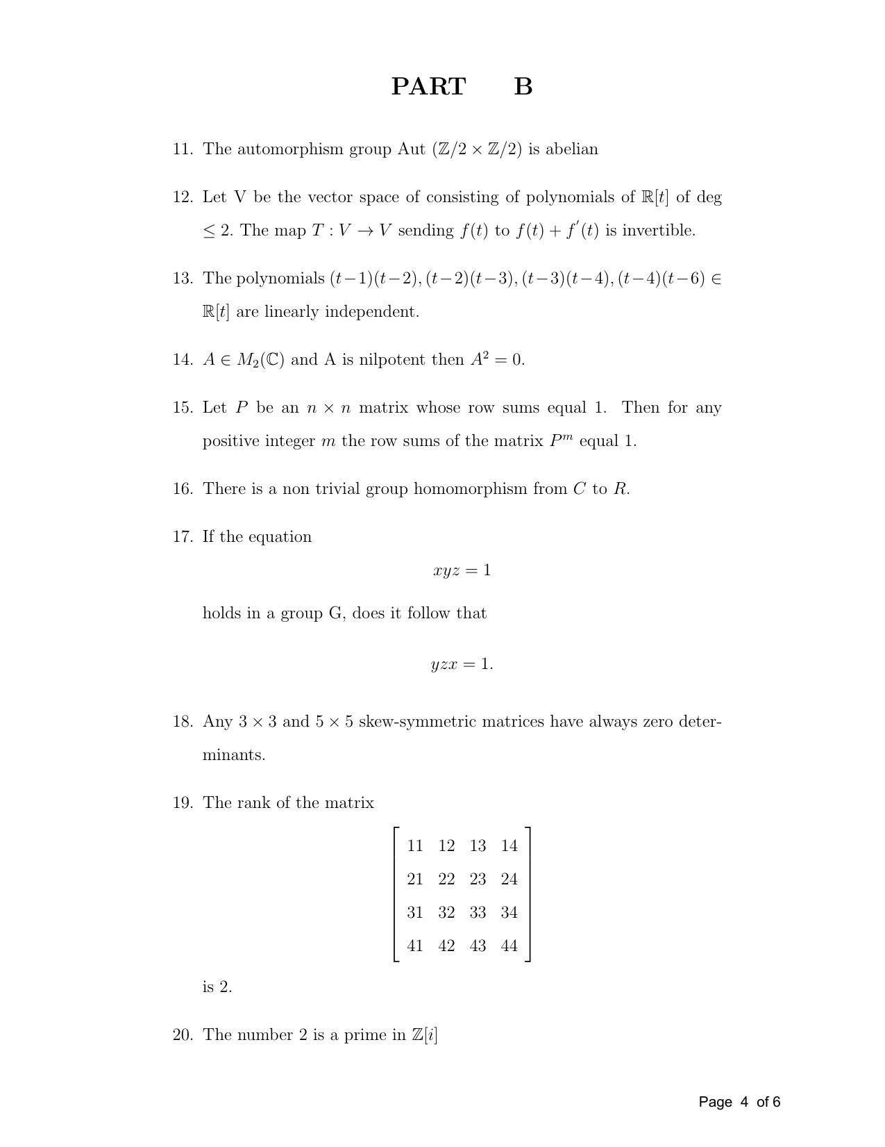 TIFR GS 2012 Mathematics Question Paper - Page 4