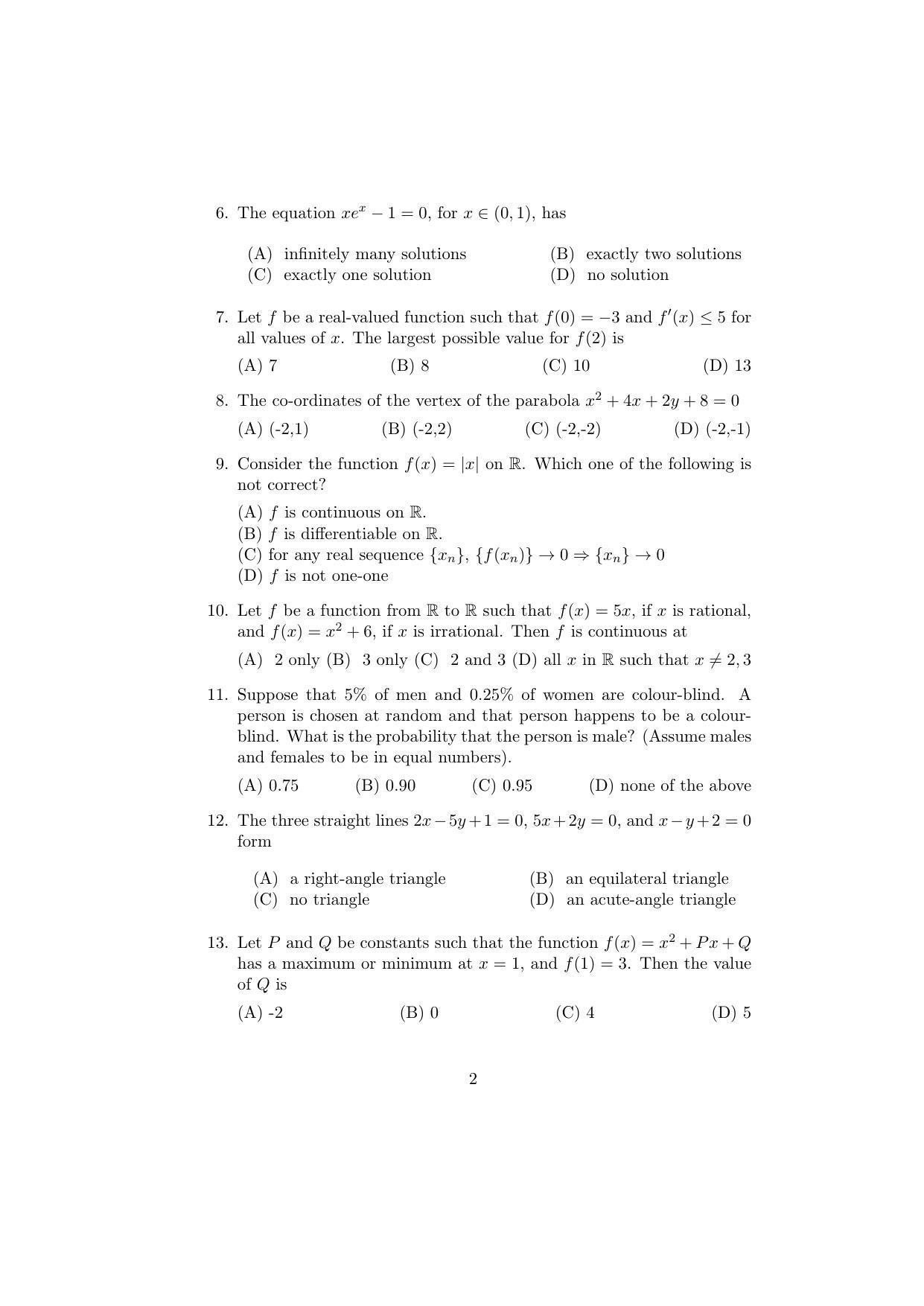ISI Admission Test PG Diploma in Applied Statistics DST 2020 Sample Paper - Page 2