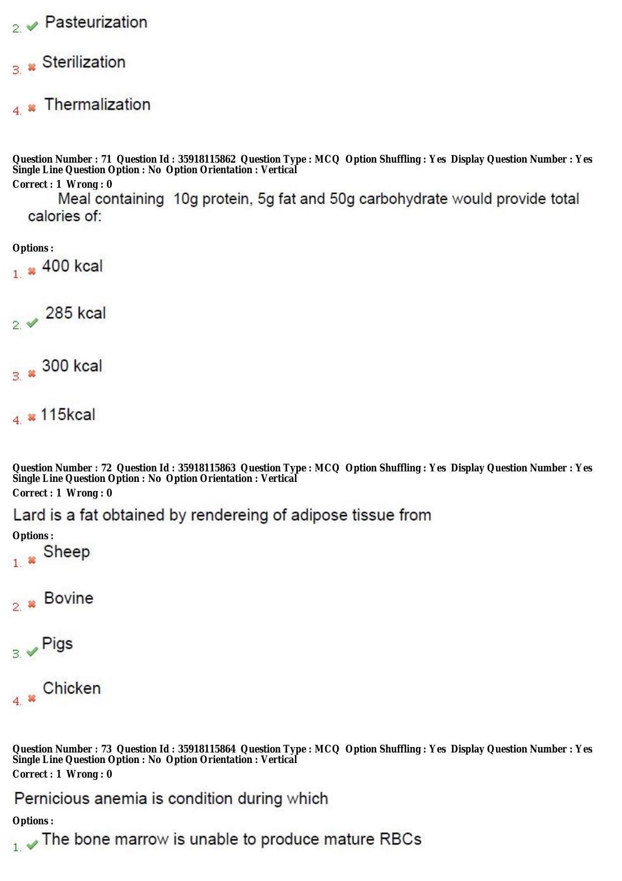 TS CPGET 2018 M.Sc. Nutrition and Dietetics (Shift 2) Question Paper with Answer Key - Page 26