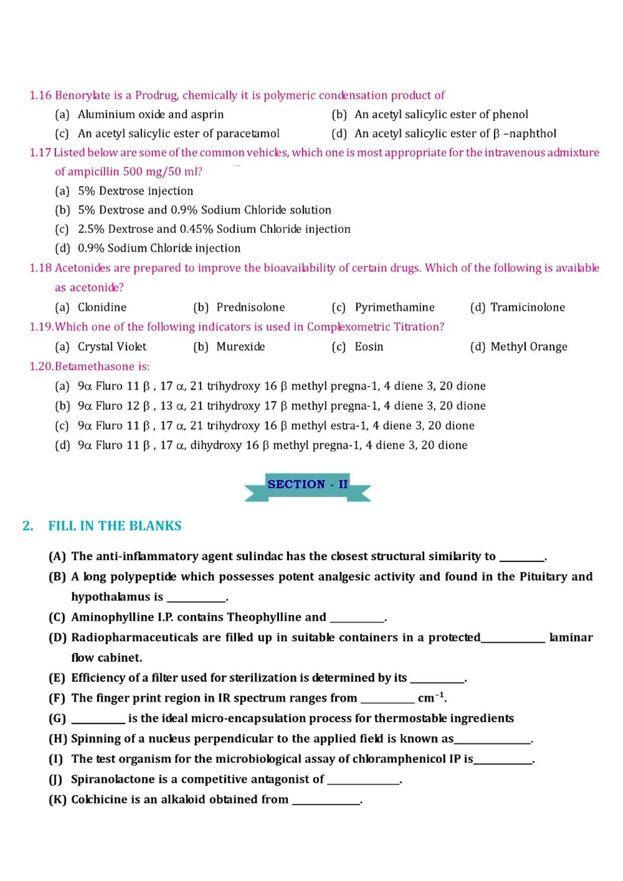 GPAT 1994 Question Paper with Answer Key - Page 3