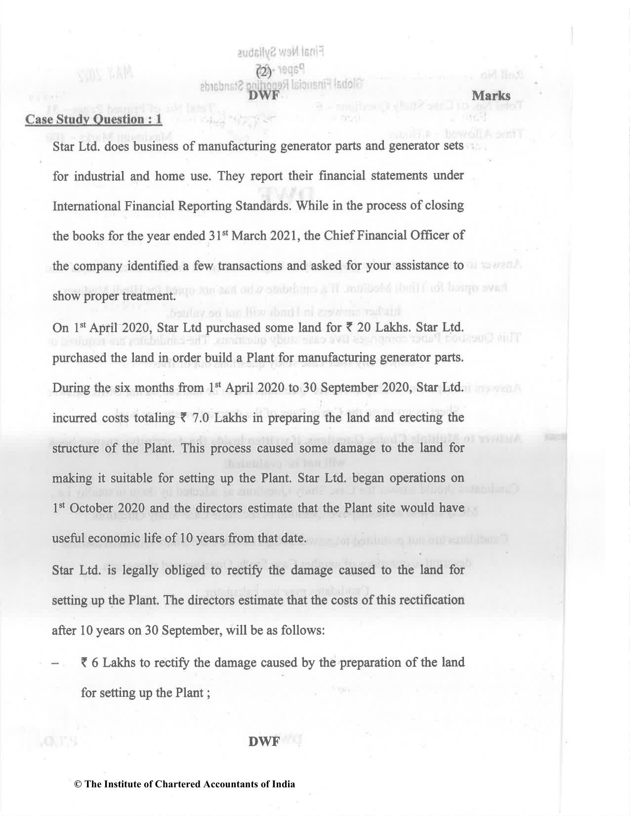 CA Final May 2022 Question Paper - Paper 6E – Global Financial Reporting Standards - Page 2