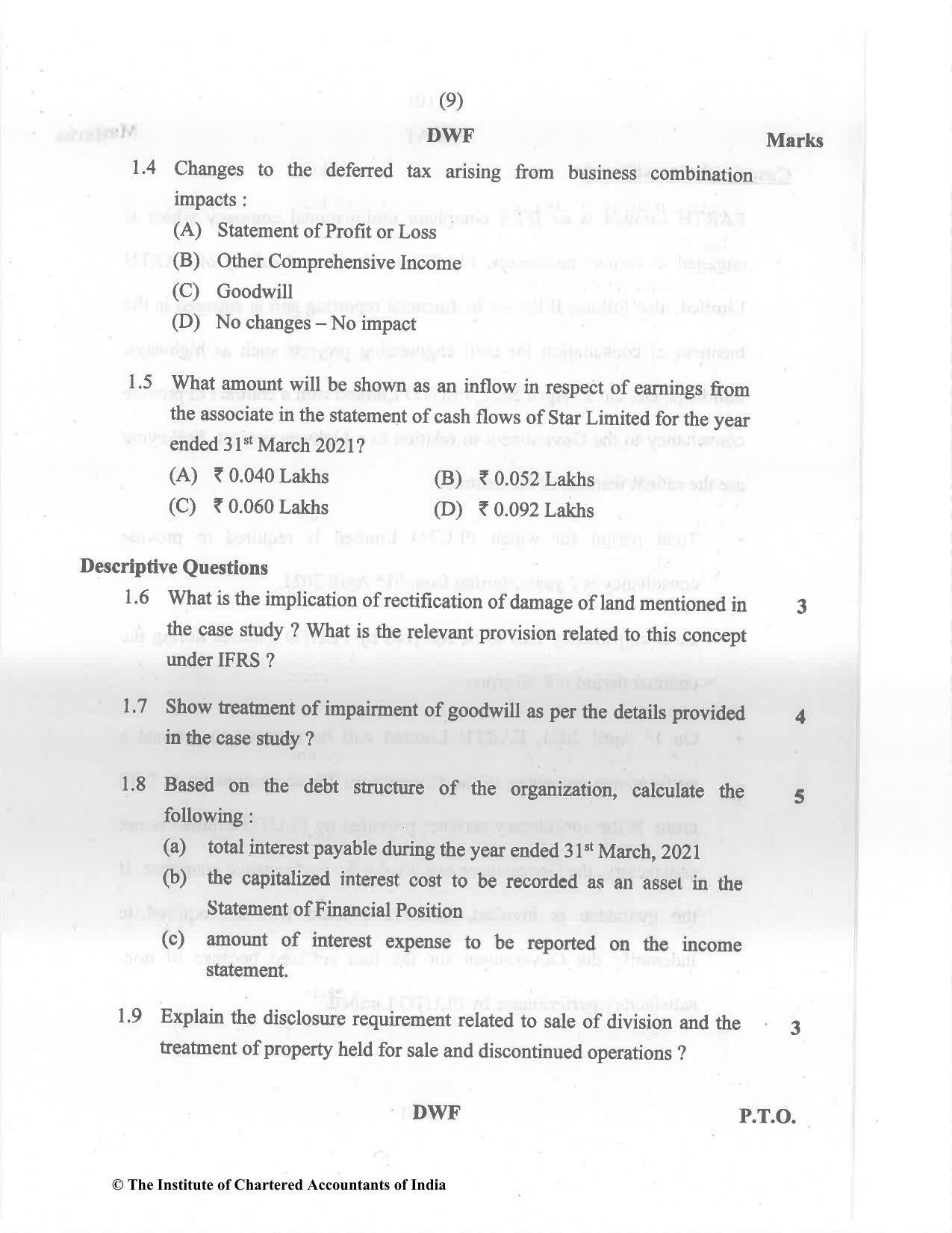 CA Final May 2022 Question Paper - Paper 6E – Global Financial Reporting Standards - Page 9