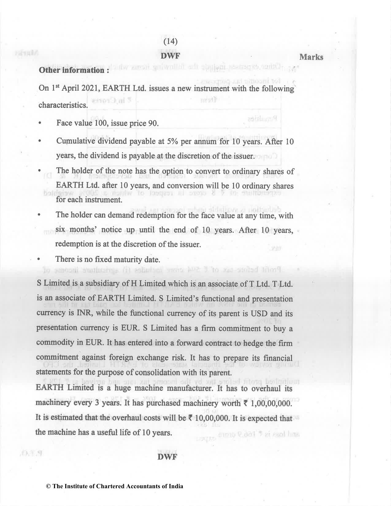 CA Final May 2022 Question Paper - Paper 6E – Global Financial Reporting Standards - Page 14
