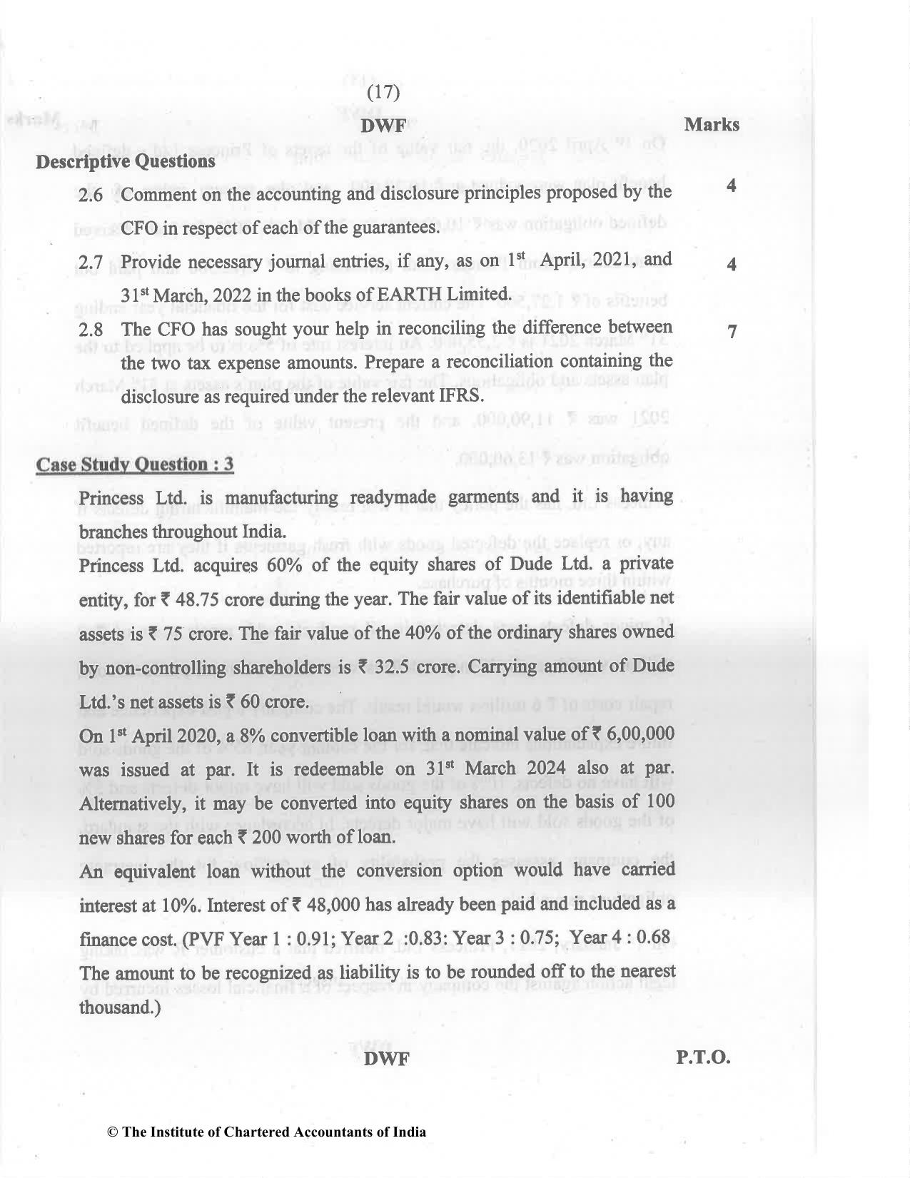 CA Final May 2022 Question Paper - Paper 6E – Global Financial Reporting Standards - Page 17
