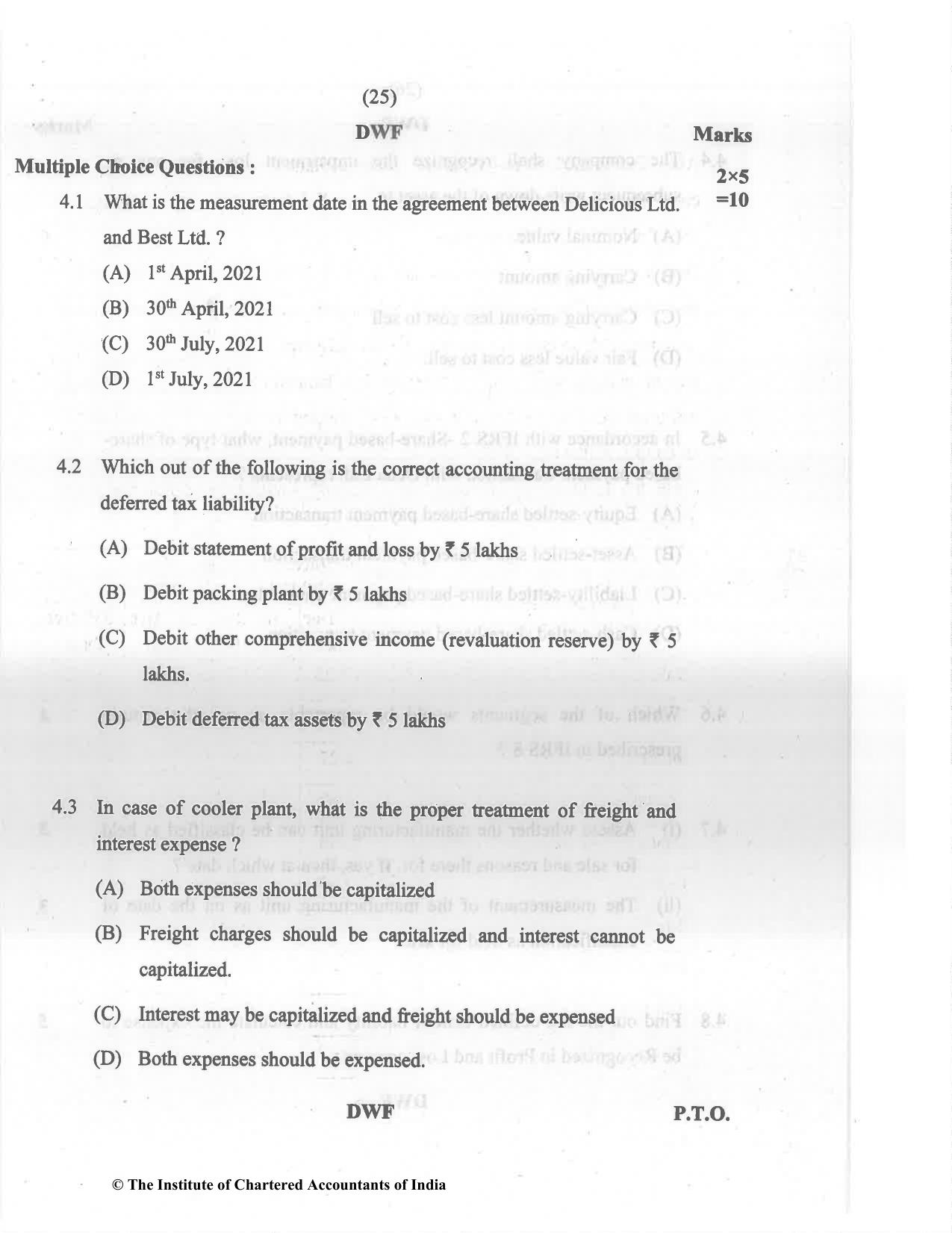 CA Final May 2022 Question Paper - Paper 6E – Global Financial Reporting Standards - Page 25