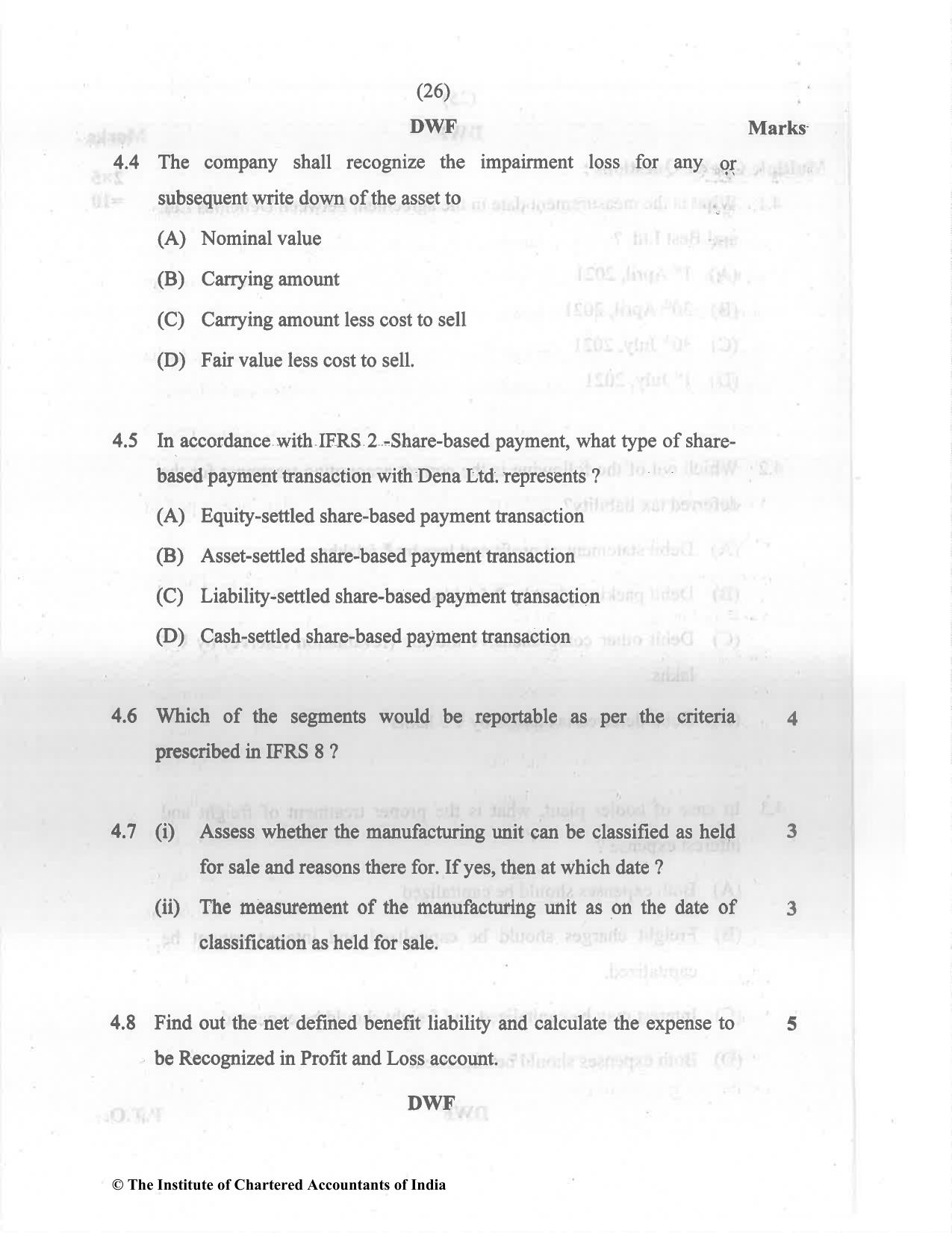 CA Final May 2022 Question Paper - Paper 6E – Global Financial Reporting Standards - Page 26