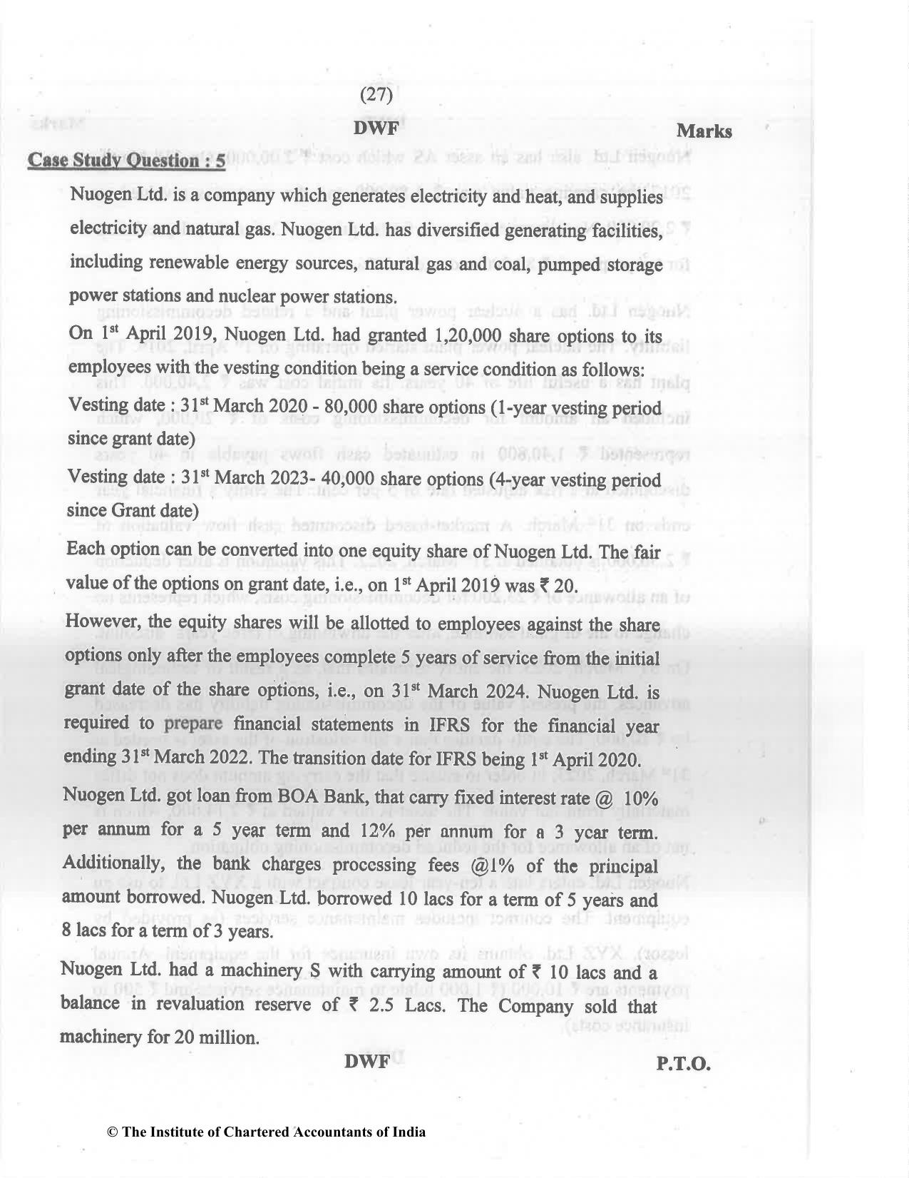 CA Final May 2022 Question Paper - Paper 6E – Global Financial Reporting Standards - Page 27