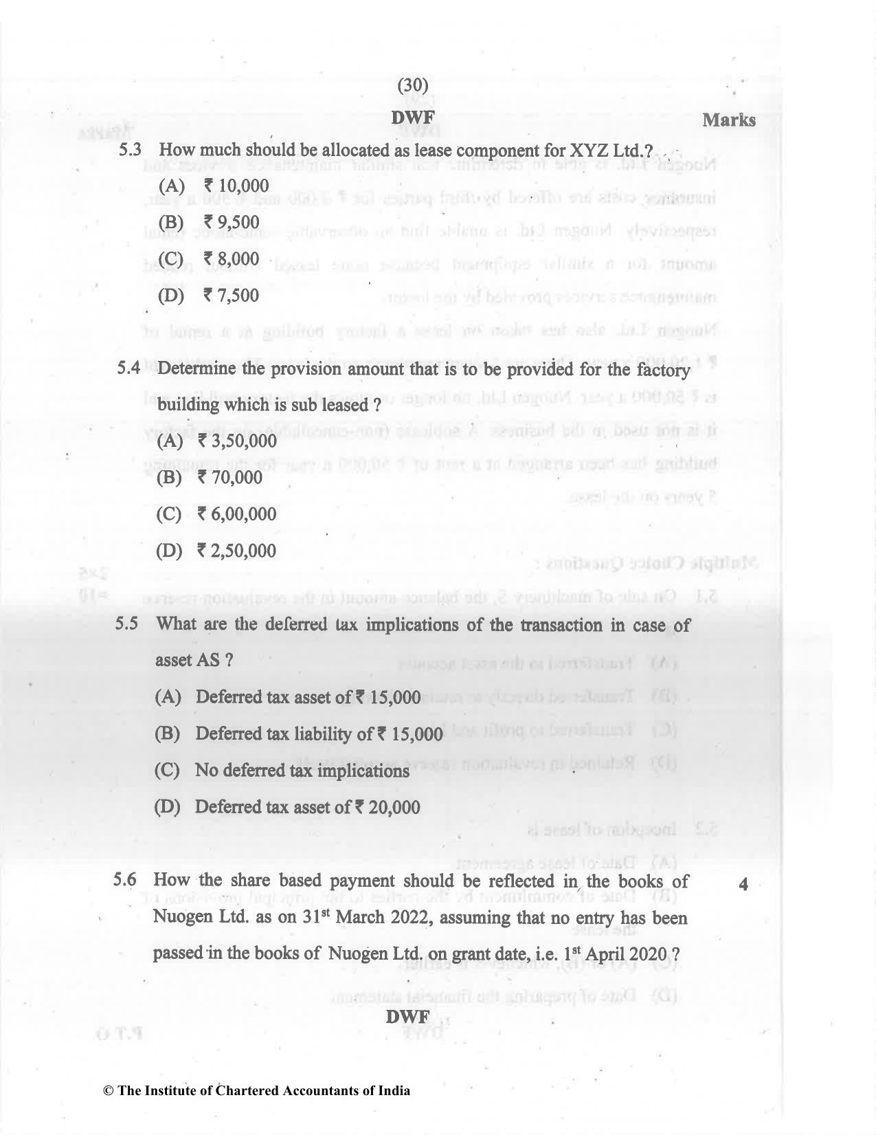 CA Final May 2022 Question Paper - Paper 6E – Global Financial Reporting Standards - Page 30