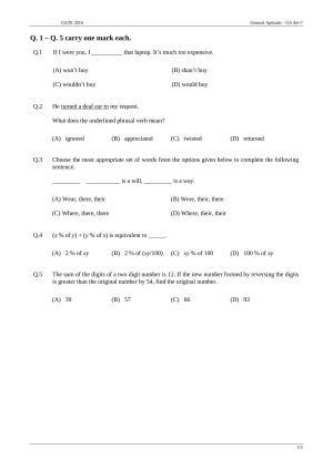 GATE 2016 Agricultural Engineering (AG) Question Paper with Answer Key