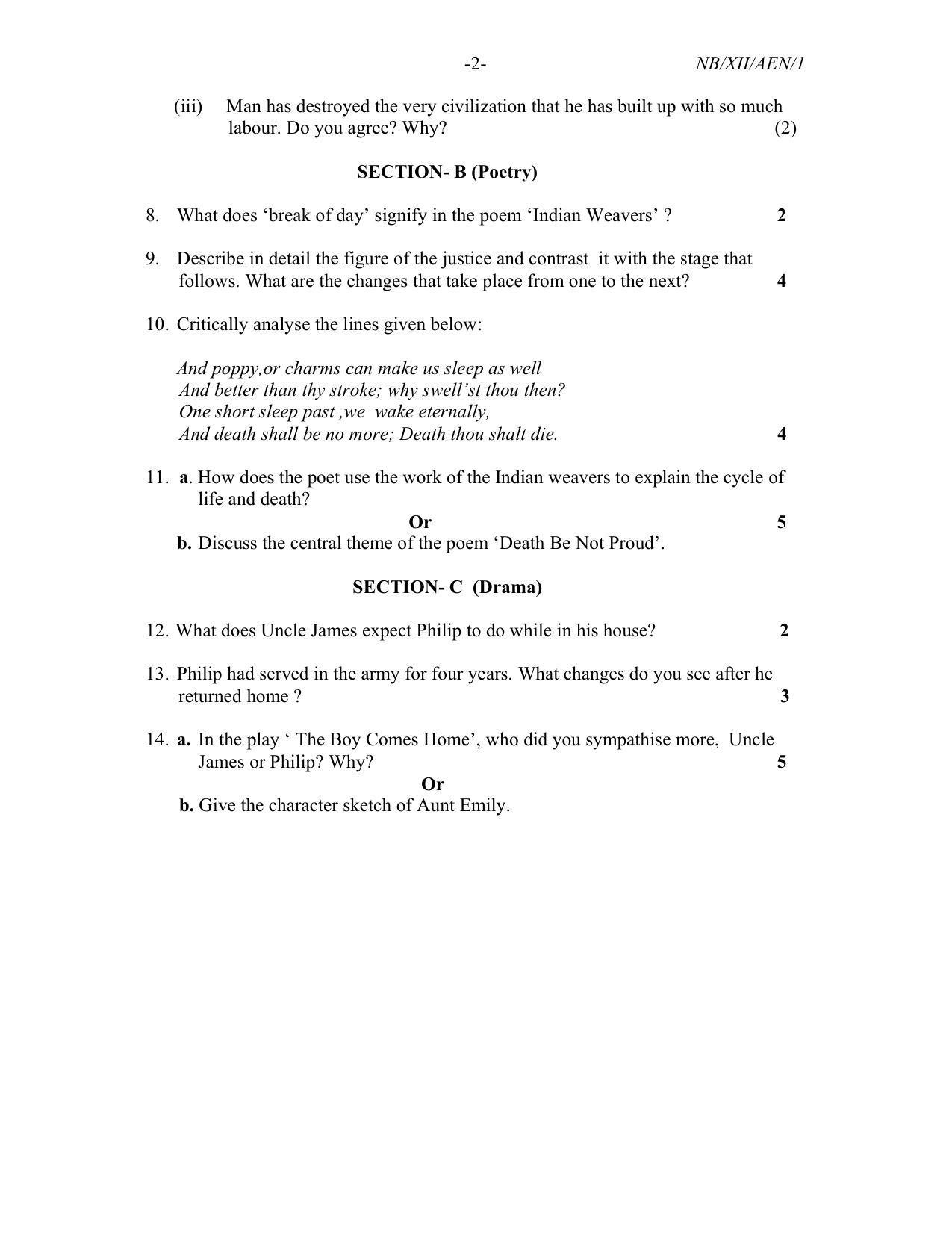 Nagaland Board Class 12 Alt Eng 2021 Question Paper - Page 2