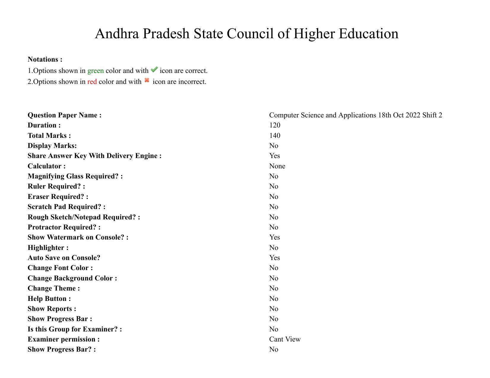 AP RCET 2022: Computer Science & Applications - 18-10-2022 (Tuesday) Session-II: Question Paper With keys - Page 1