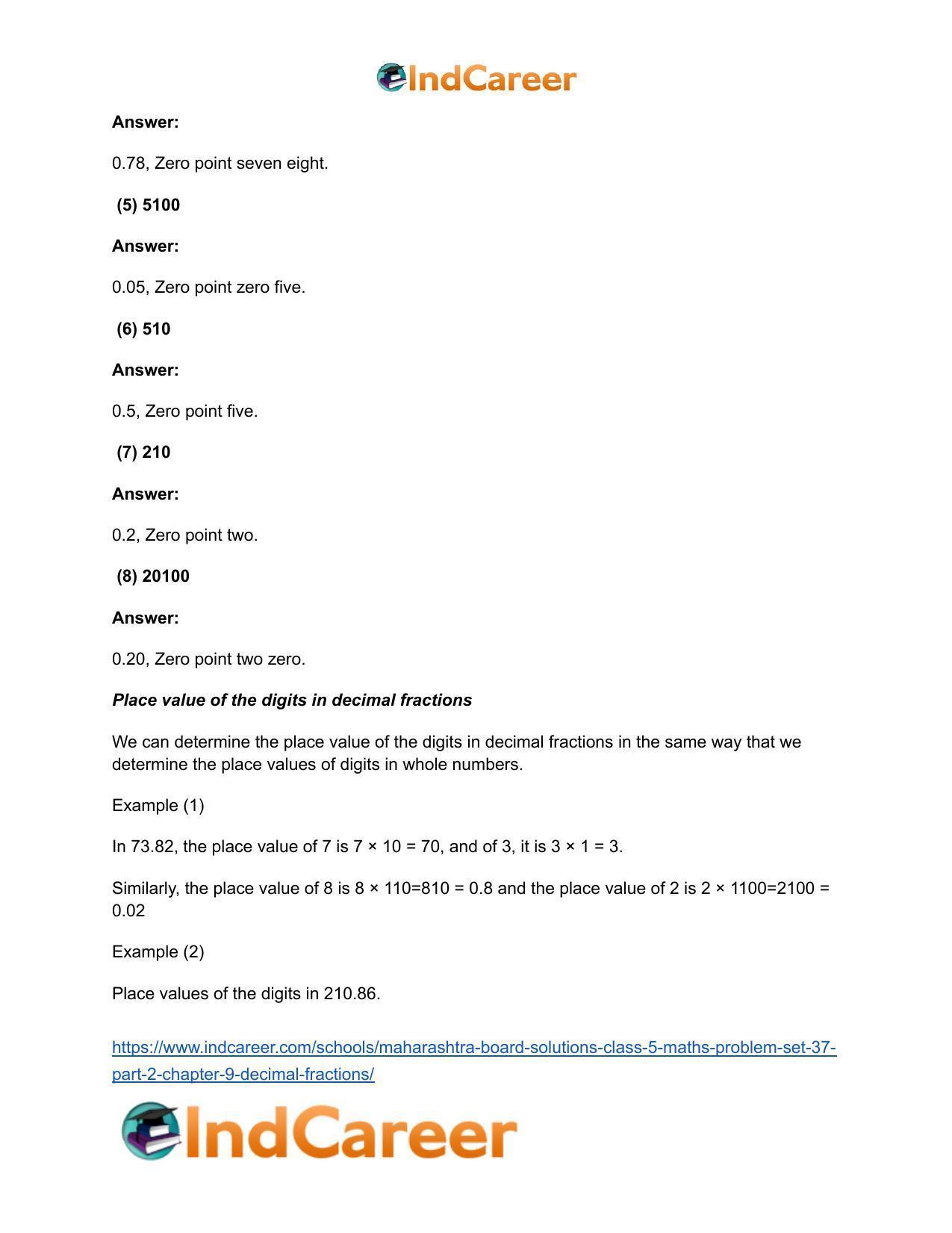 Maharashtra Board Solutions Class 5-Maths (Problem Set 37) - Part 2: Chapter 9- Decimal Fractions - Page 3