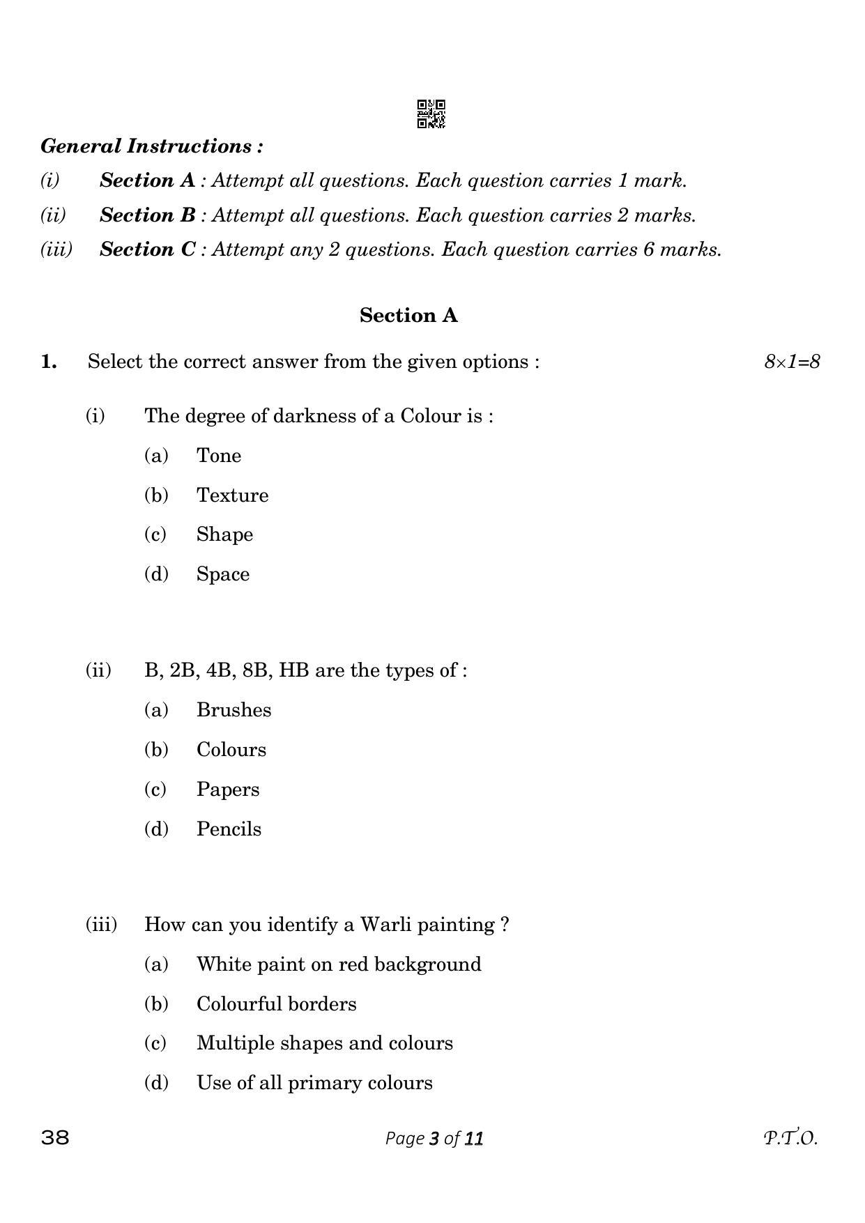 CBSE Class 10 38_Painting 2023 Question Paper - Page 3