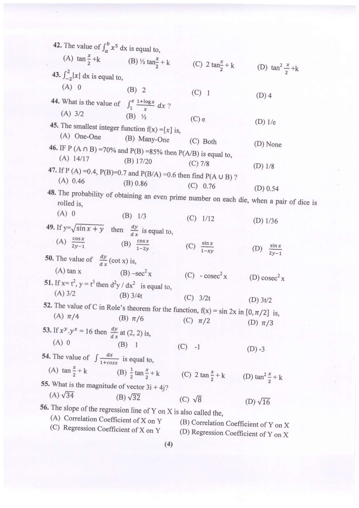 CETPG (Mathematics) 2023 Question Paper - Page 5