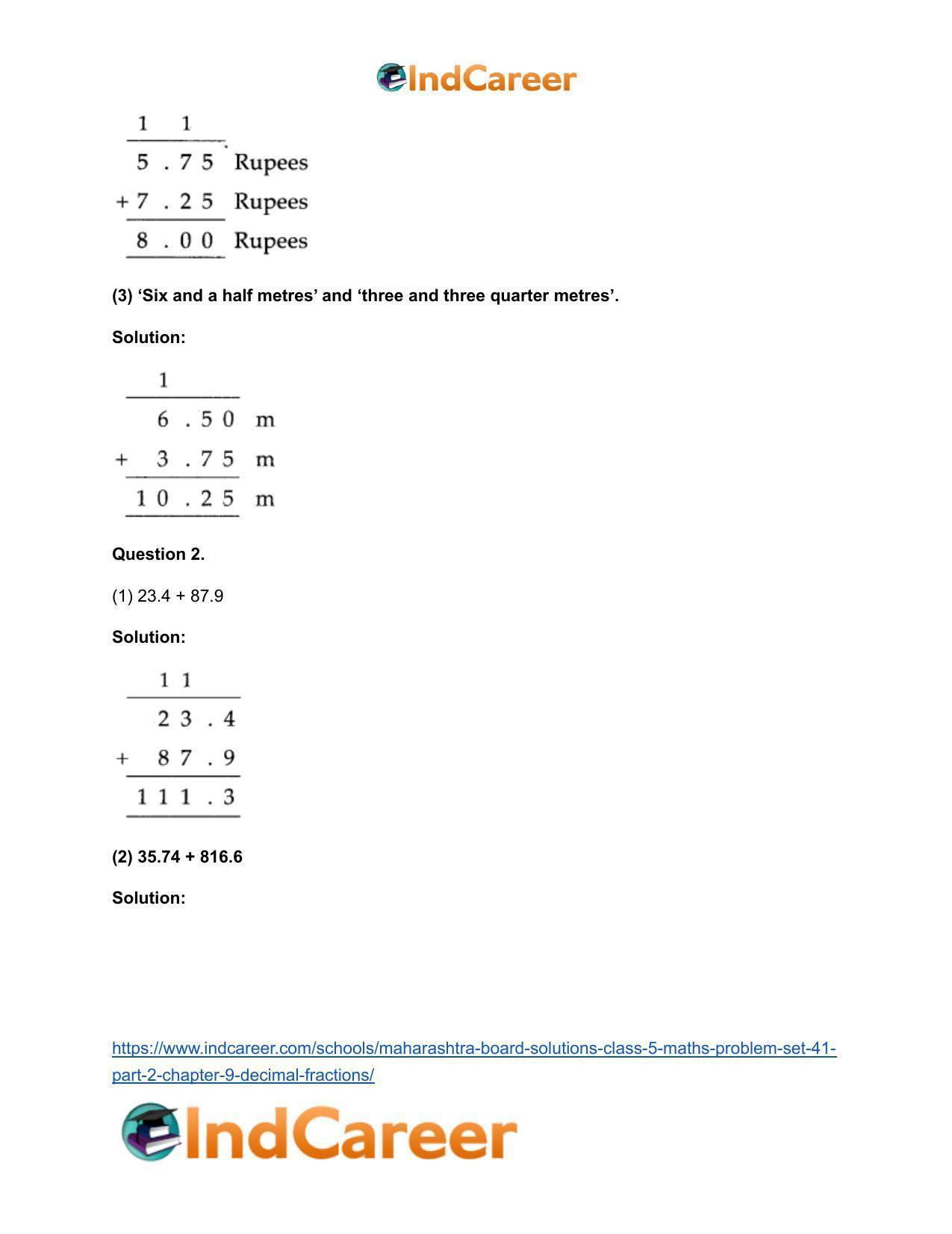 Maharashtra Board Solutions Class 5-Maths (Problem Set 41) - Part 2: Chapter 9- Decimal Fractions - Page 3