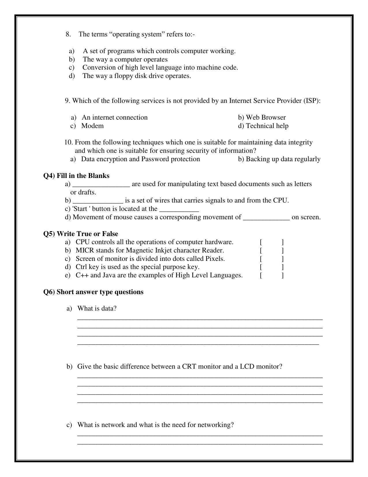 CBSE Worksheets for Class 9 Computer Science Assignment 1 - Page 3