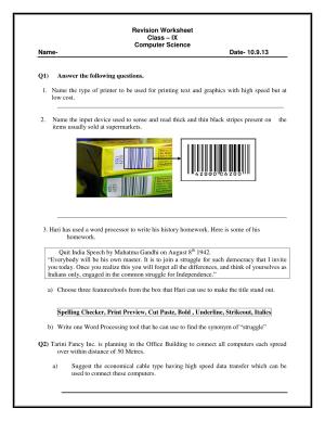 CBSE Worksheets for Class 9 Computer Science Assignment 1