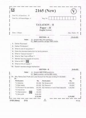 AP Intermediate 2nd Year Vocational Question Paper September-2021 - Taxation-II