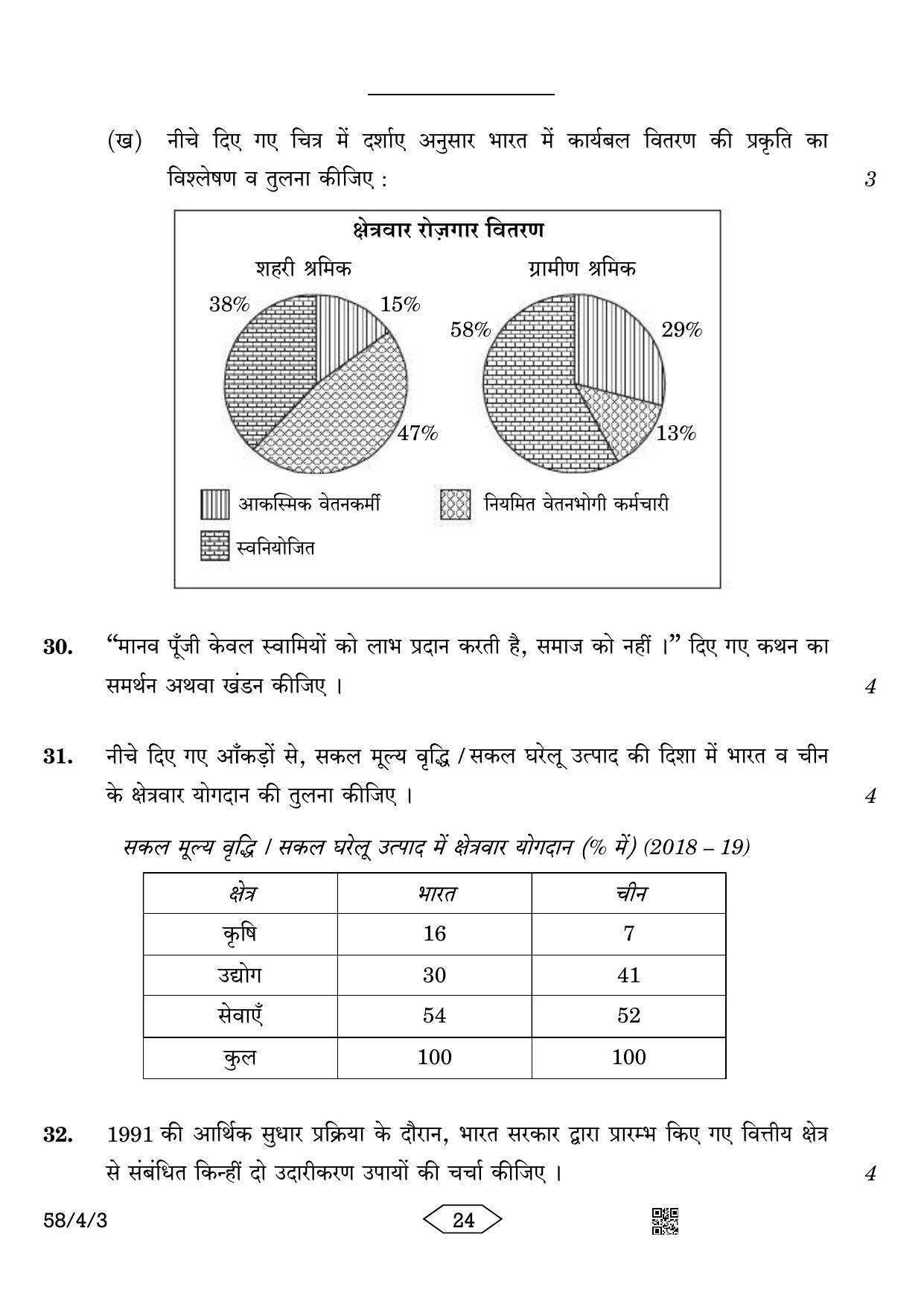 CBSE Class 12 58-4-3 Economics 2023 Question Paper - Page 24