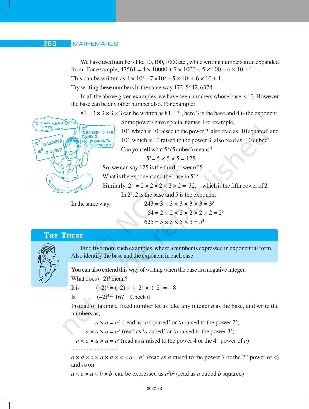 NCERT Book for Class 7 Maths: Chapter 13-Exponents and Powers - Page 2