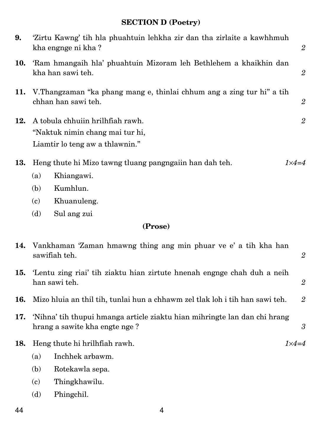 CBSE Class 10 44 MIZO 2019 Question Paper - Page 4