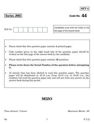 CBSE Class 10 44 MIZO 2019 Question Paper