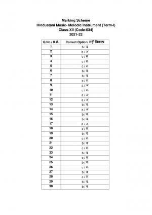 CBSE Class 12th Hindustani Music (Melodic) Sample Question Paper Answer Key 2021-22