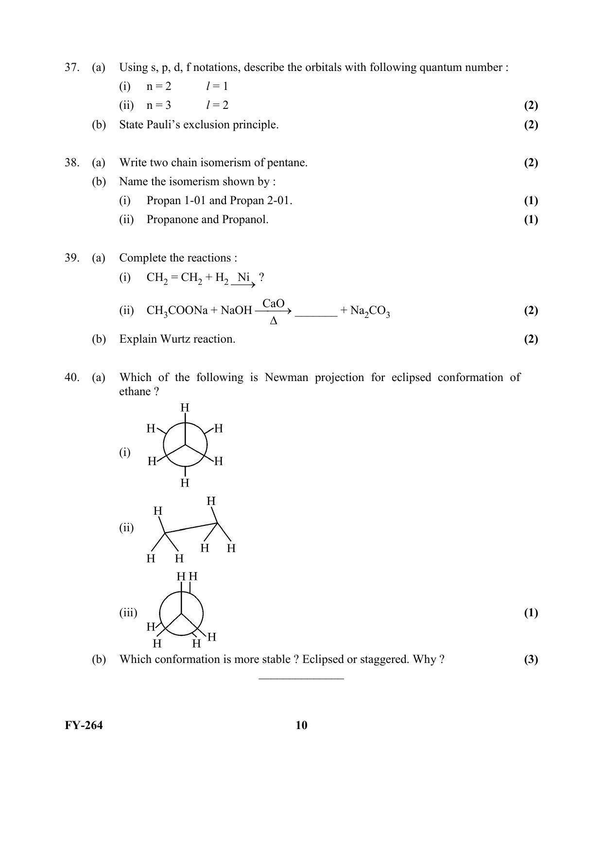 Kerala Plus One (Class 11th) Chemistry-Hearing Impaired Question Paper 2021 - Page 10