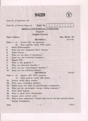 AP Inter 2nd Year Medical and Surgical Conditions-II March-2019-Vocational Question Paper