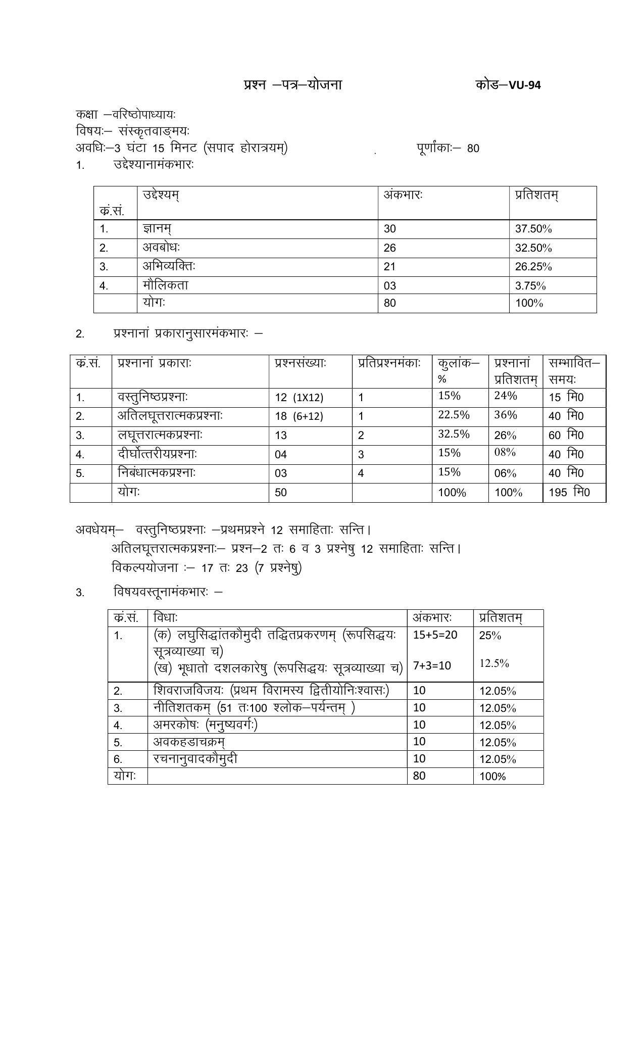 RBSE 2023 SANSKRIT VAGMAY Varishtha Upadhyay Paper - Page 3
