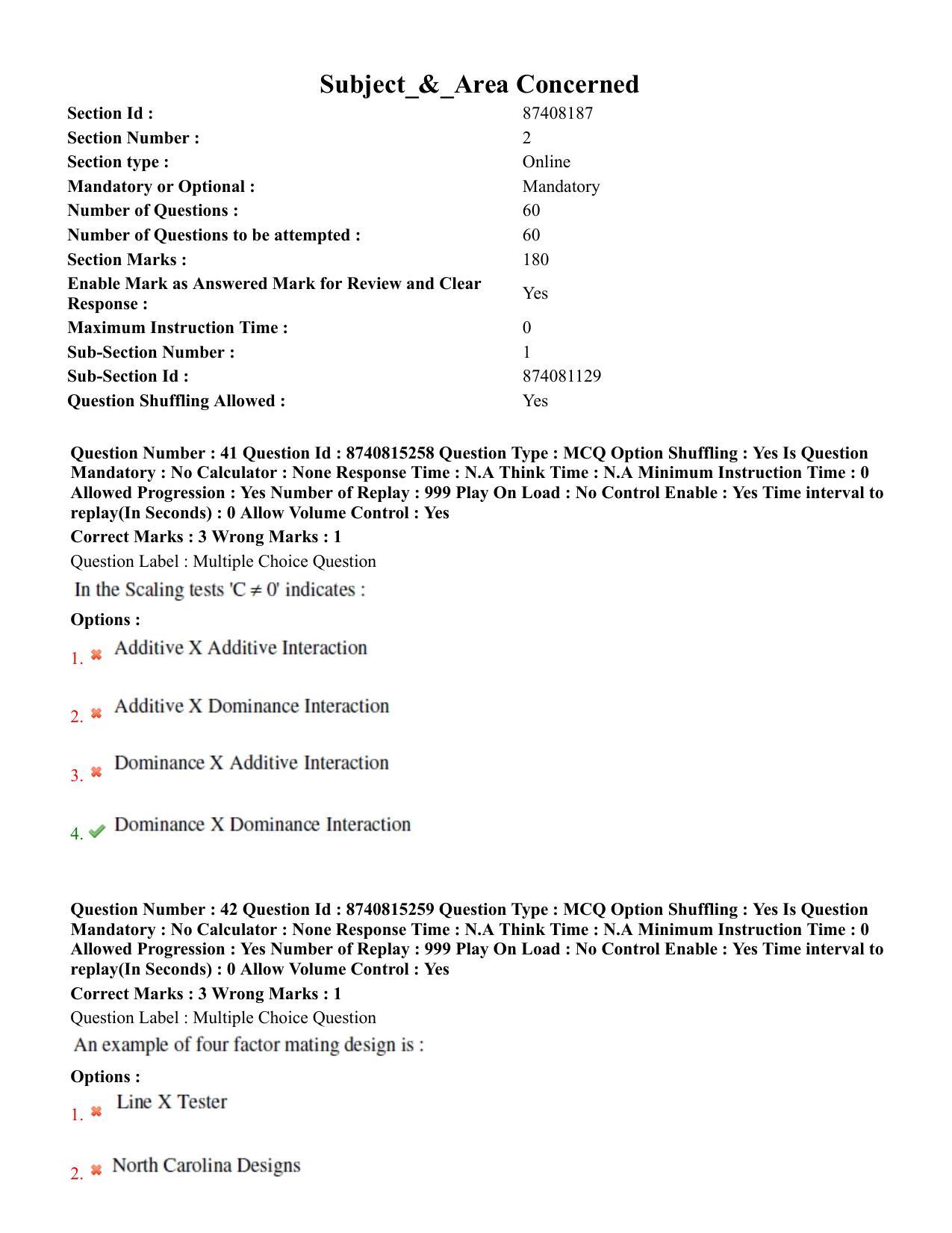 BHU RET Genetics and Plant Breeding 2020 Question Paper  - Page 28