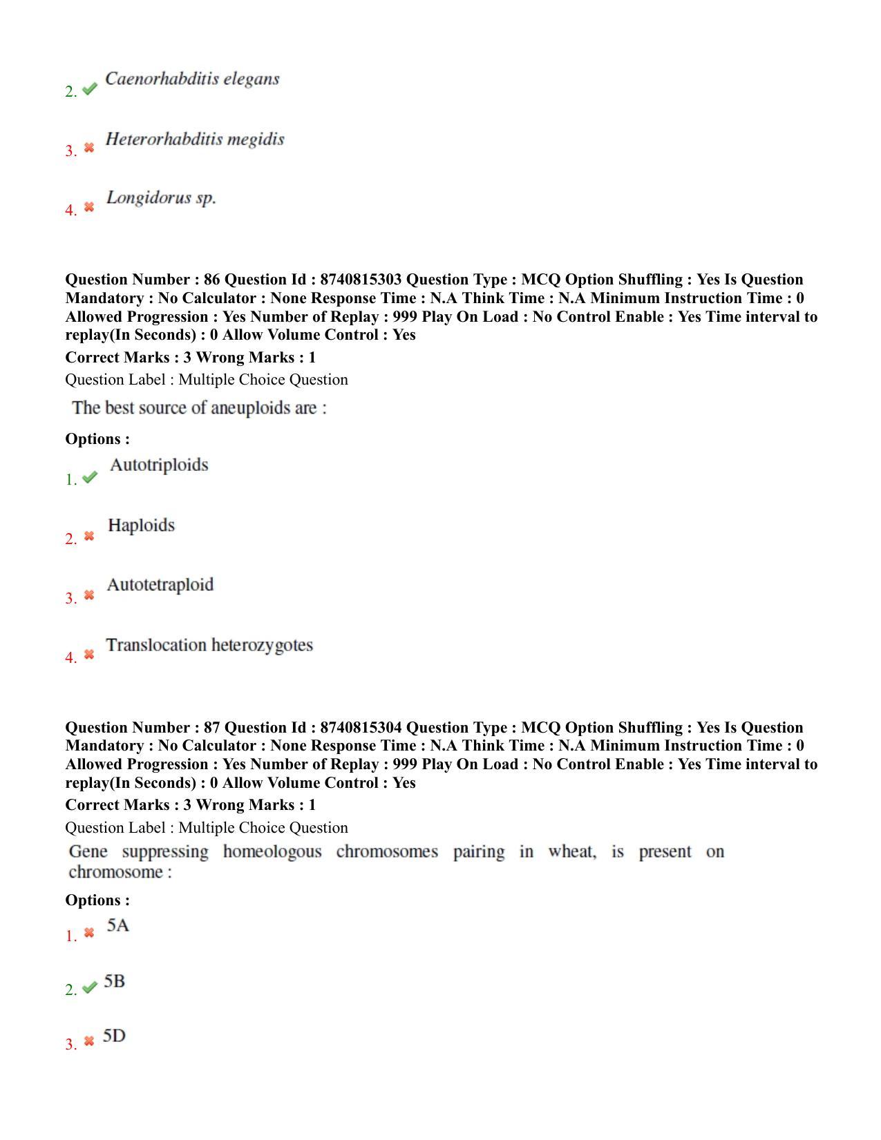 BHU RET Genetics and Plant Breeding 2020 Question Paper  - Page 47
