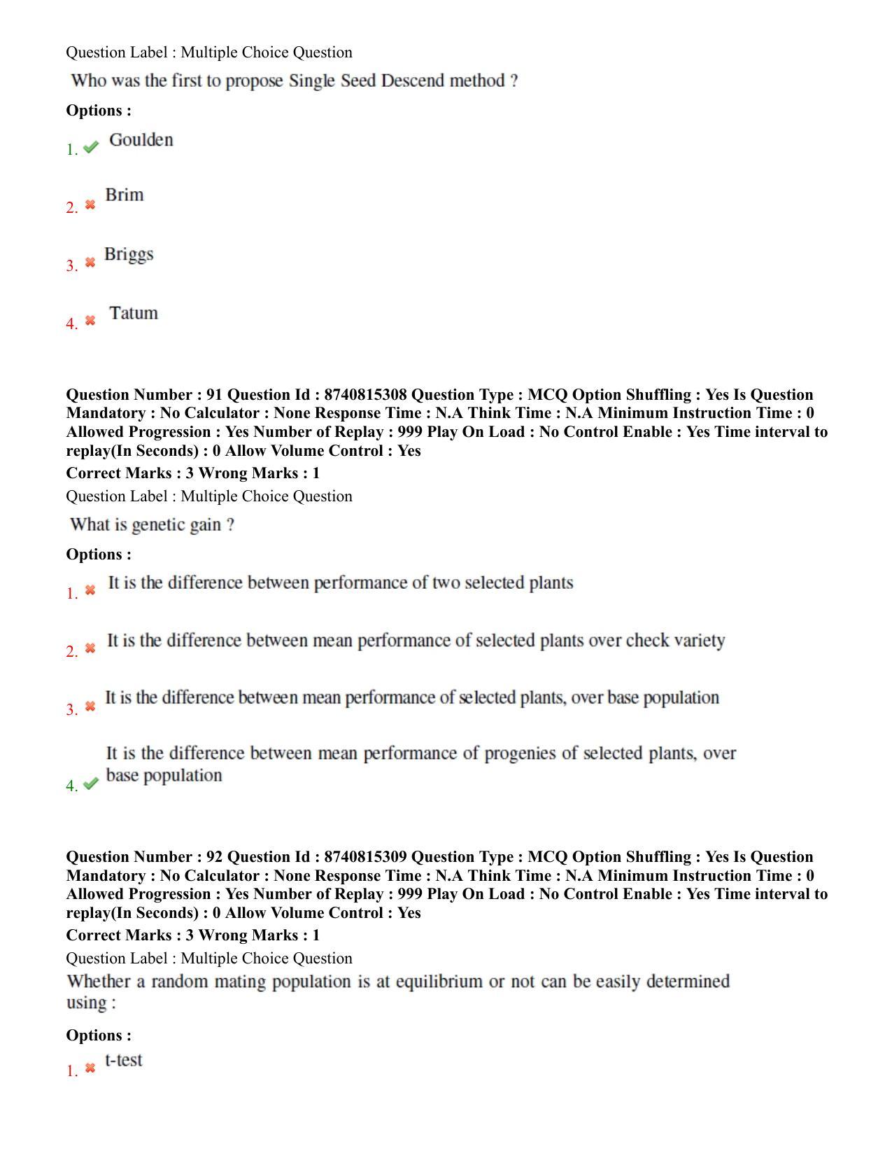 BHU RET Genetics and Plant Breeding 2020 Question Paper  - Page 49