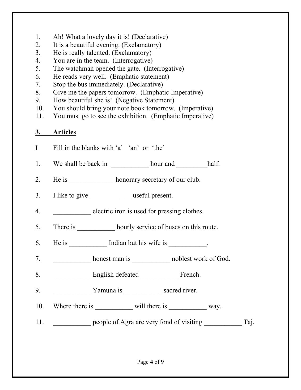 CBSE Worksheets for Class 6 English Assignment 12 - Page 4