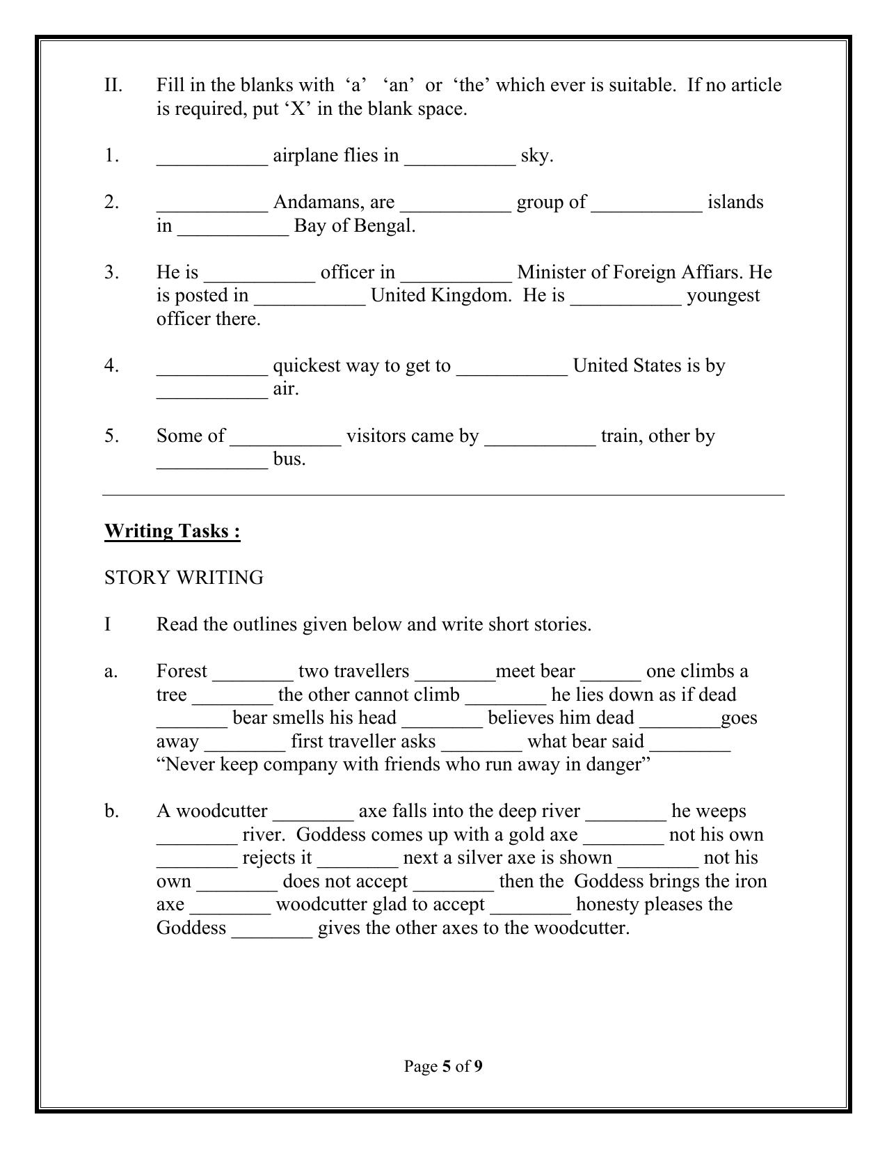 CBSE Worksheets for Class 6 English Assignment 12 - Page 5