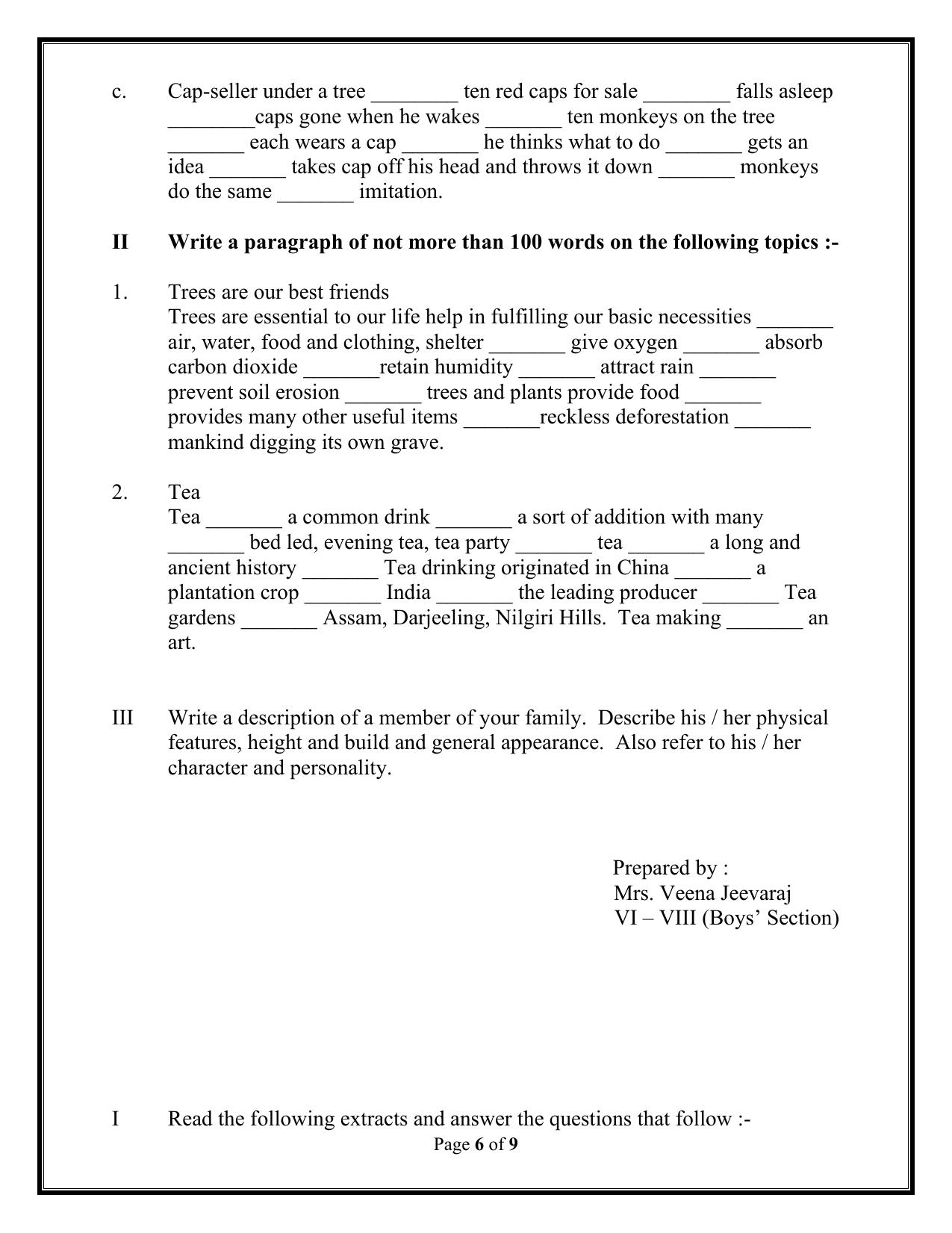 CBSE Worksheets for Class 6 English Assignment 12 - Page 6