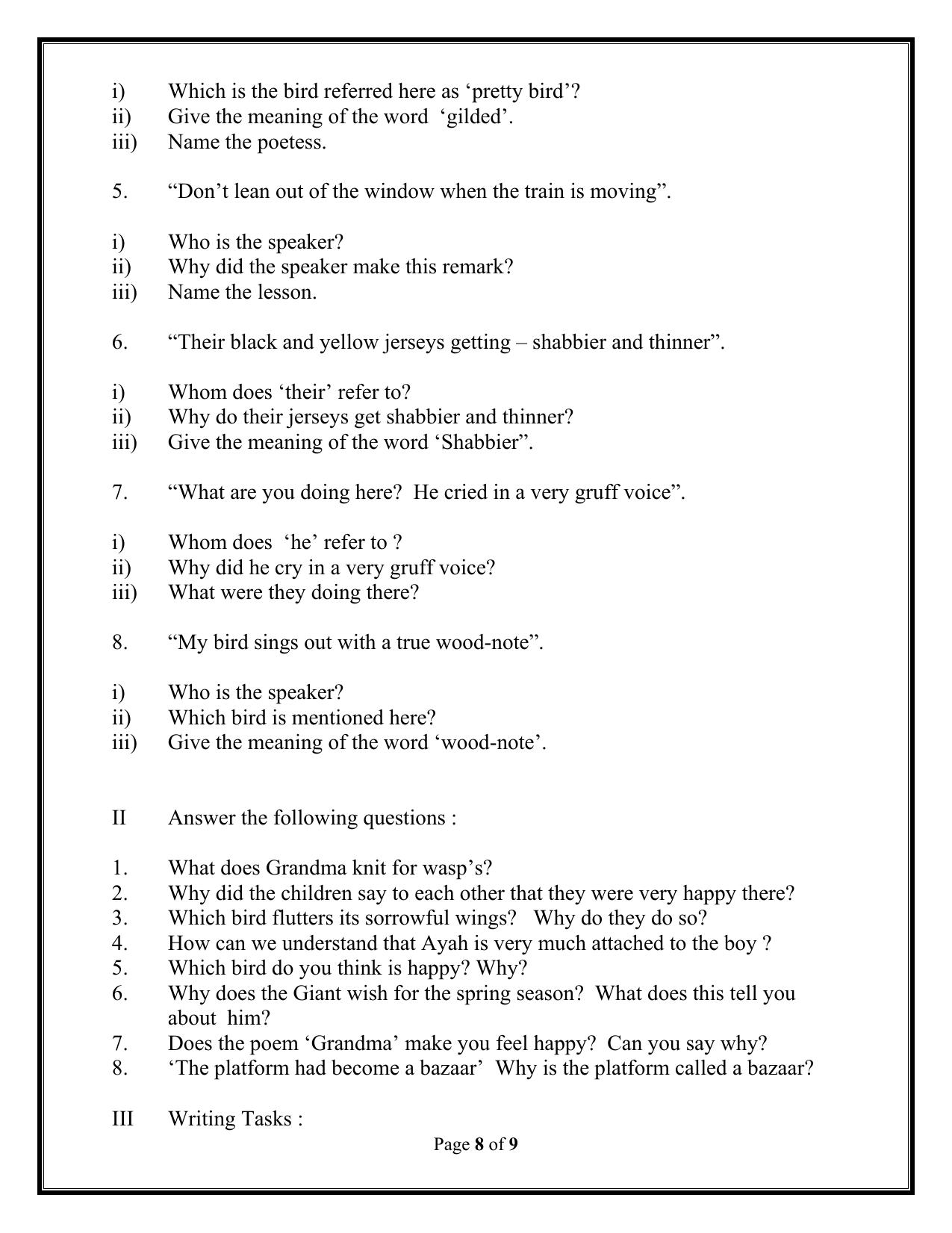 CBSE Worksheets for Class 6 English Assignment 12 - Page 8