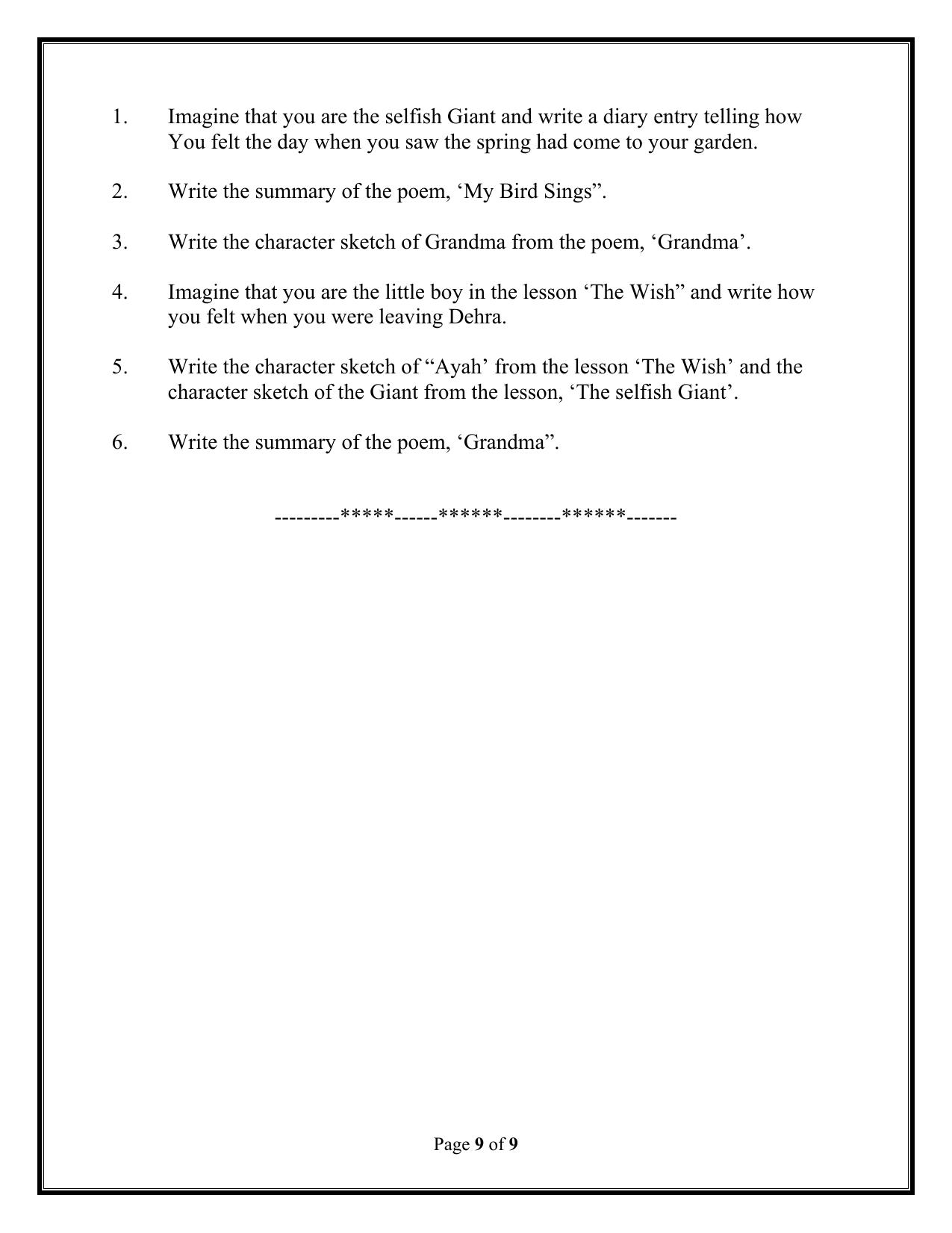 CBSE Worksheets for Class 6 English Assignment 12 - Page 9