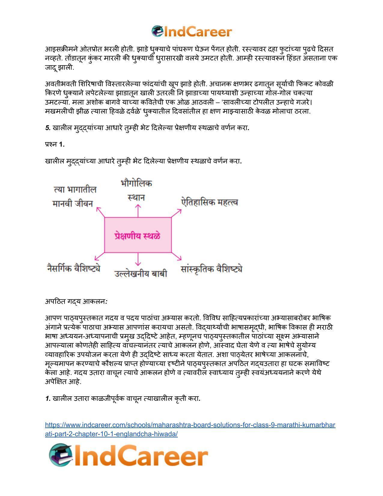 Maharashtra Board Solutions for Class 9- Marathi Kumarbharati (Part- 2): Chapter 10.1- इंग्लंडचा हिवाळा - Page 5