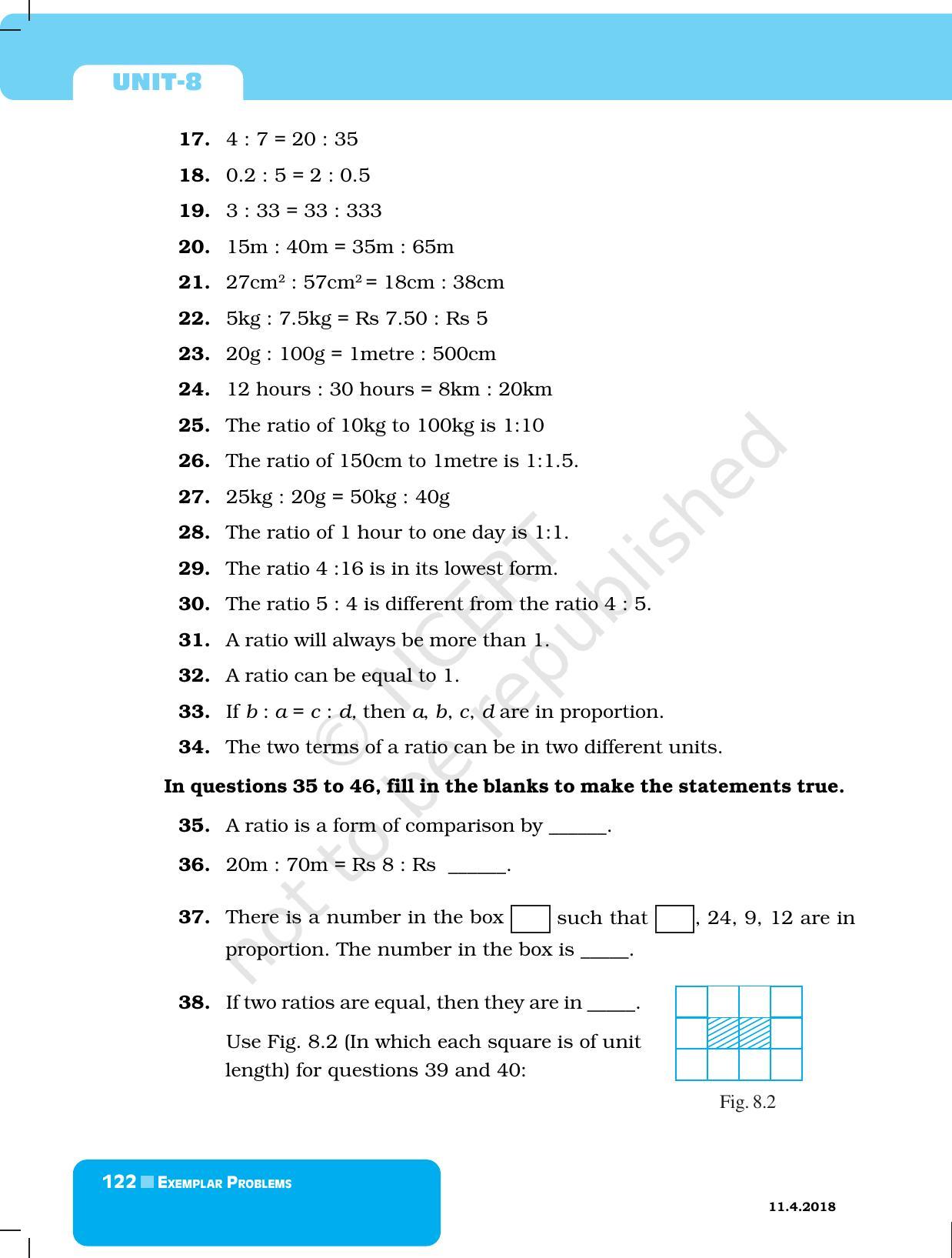 NCERT Exemplar Book for Class 6 Maths: Chapter 8-Ratio & Proportion - Page 6