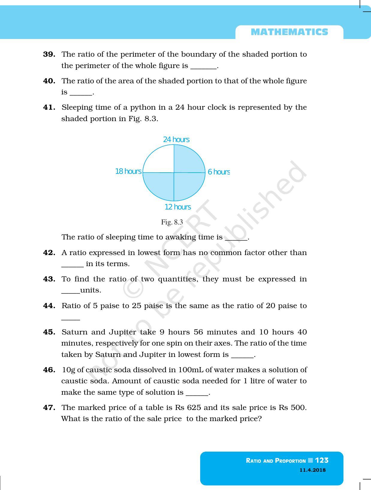NCERT Exemplar Book for Class 6 Maths: Chapter 8-Ratio & Proportion - Page 7