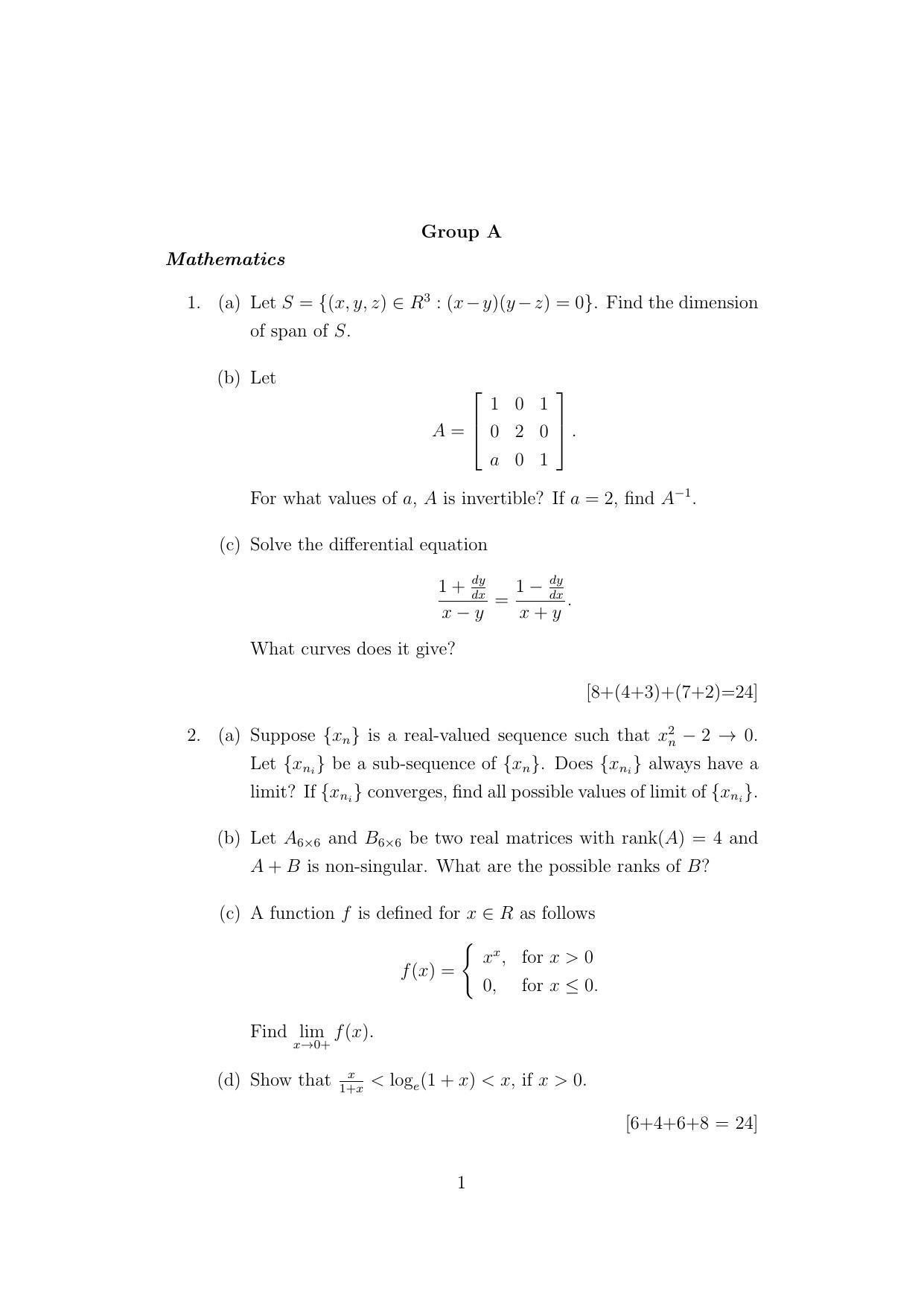 ISI Admission Test JRF in Quality, Reliability and Operations Research QRB 2021 Sample Paper - Page 1