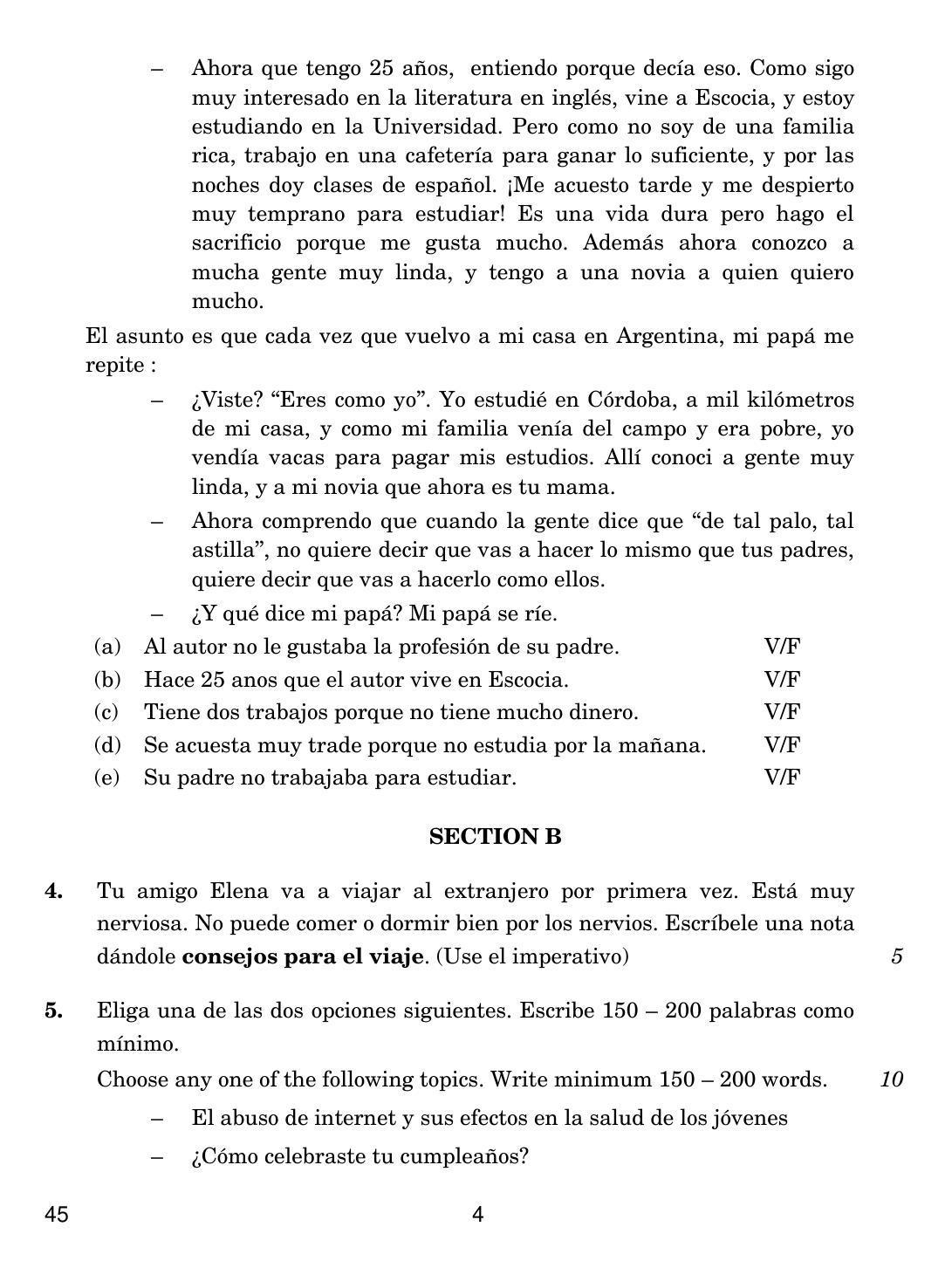 CBSE Class 10 45 SPANISH 2019 Question Paper - Page 4